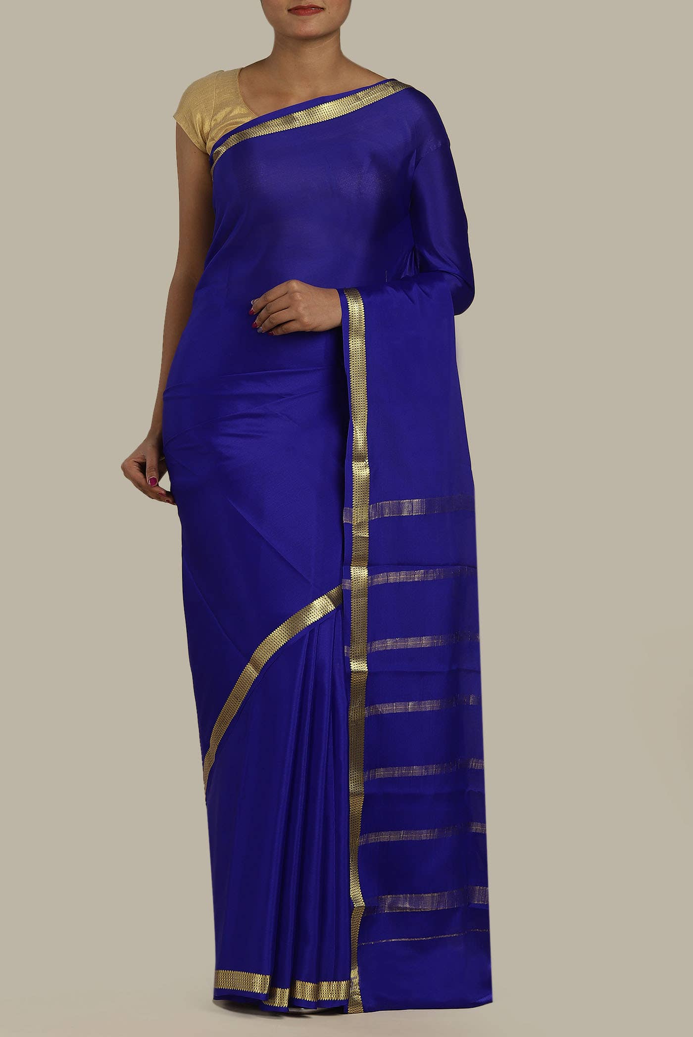 Royal Blue Mysore Crepe Saree