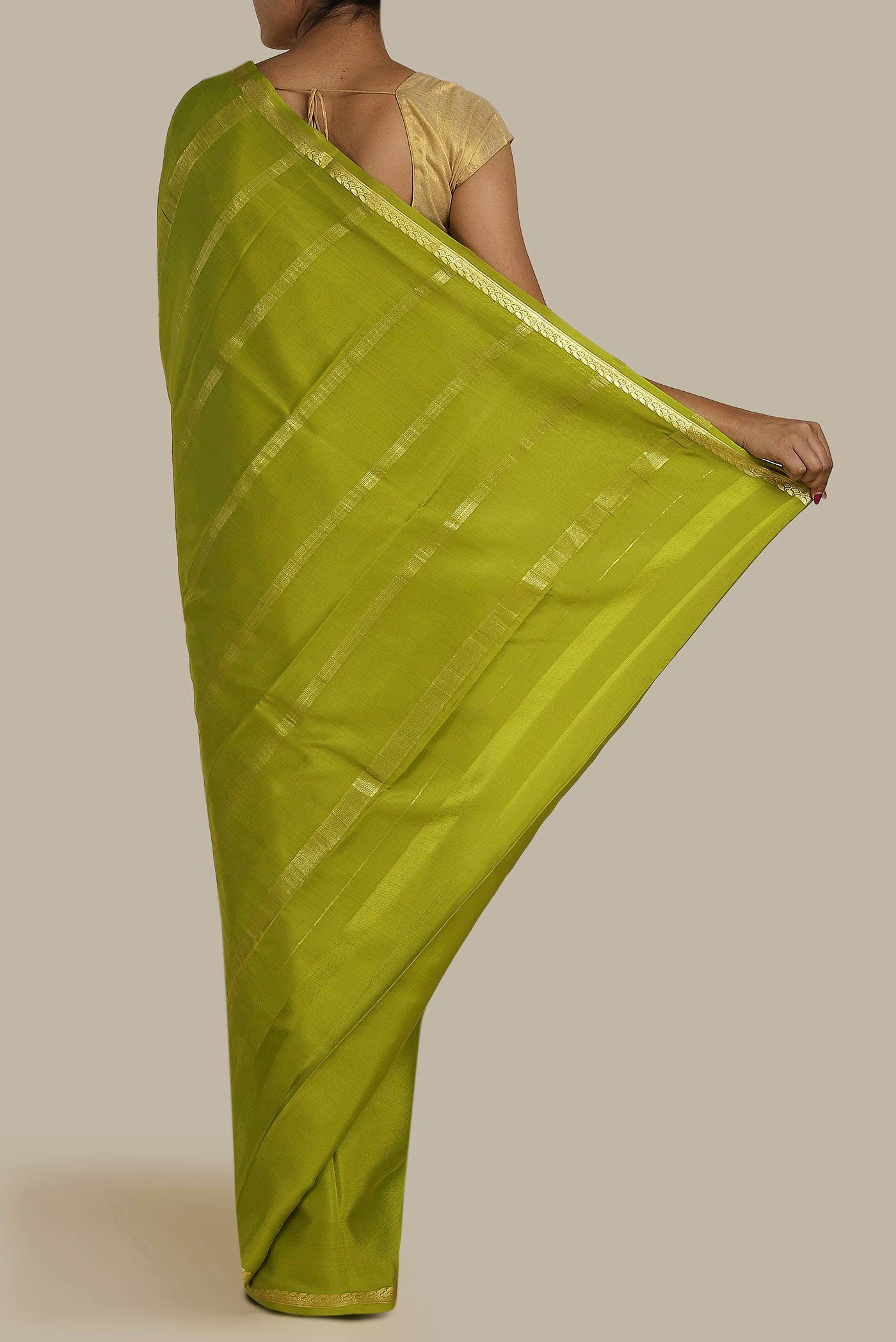 Green Mysore Crepe Saree