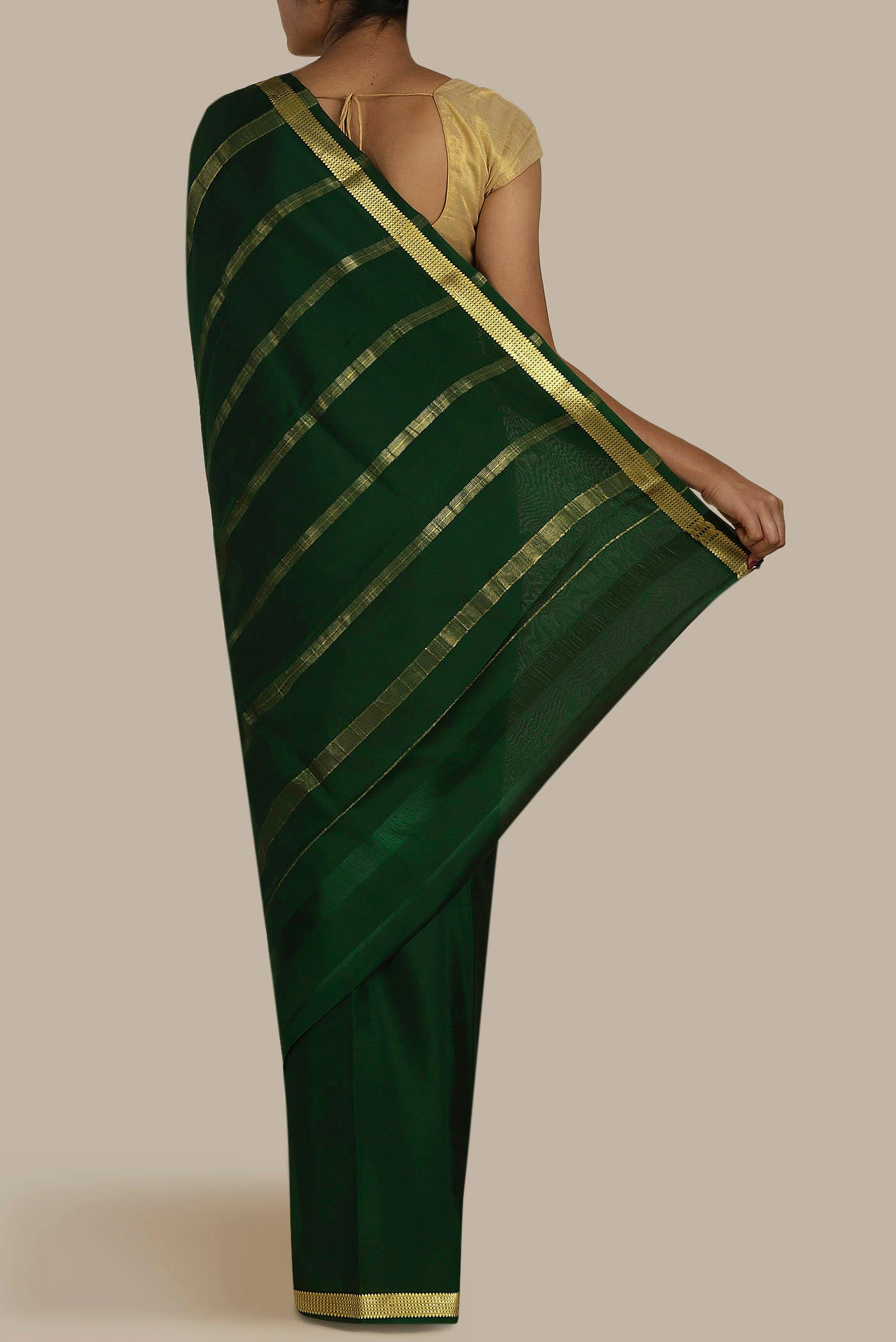 Green Mysore Crepe Saree