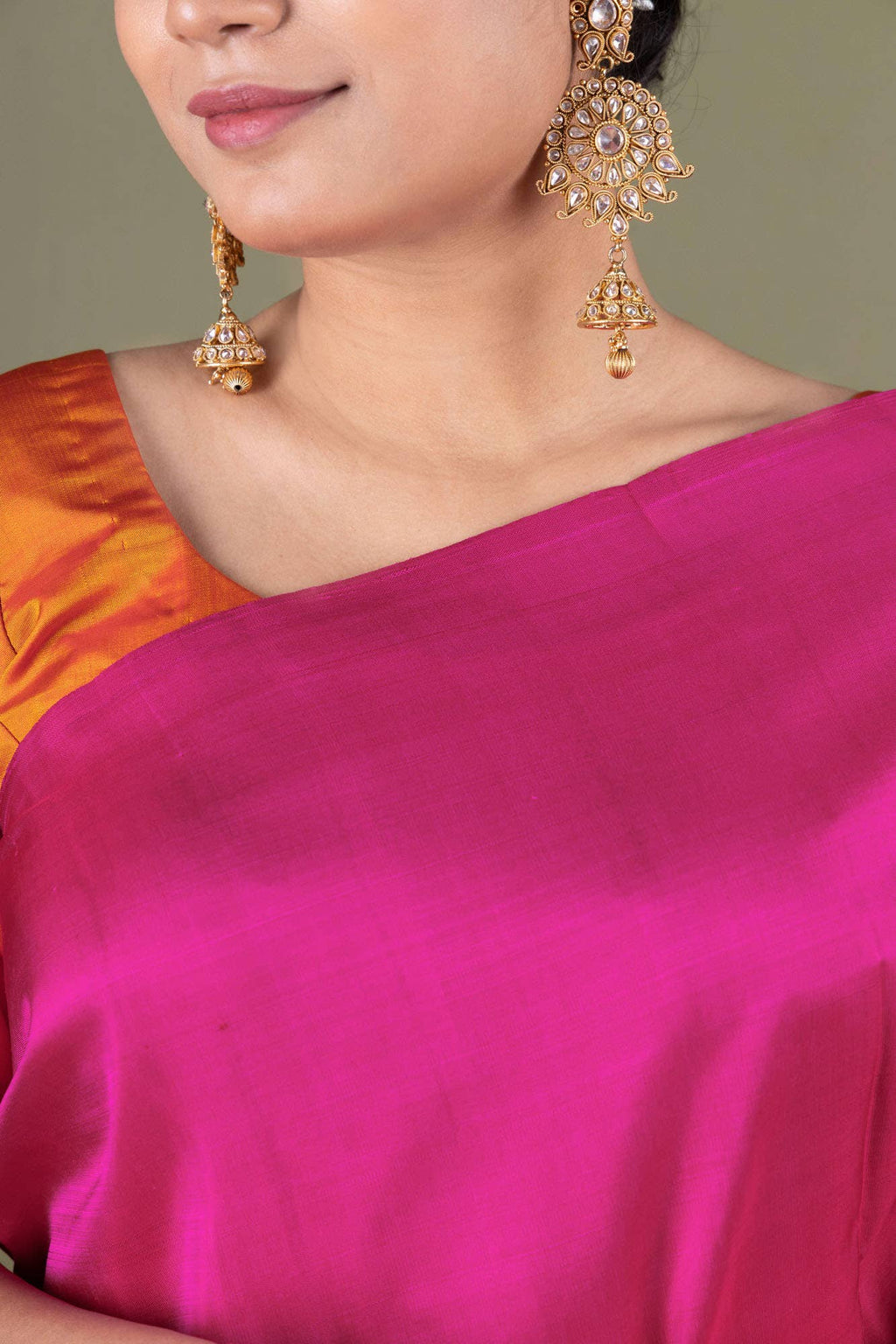 Pure Silk Pure Zari Dark Pink Kanchipuram Saree
