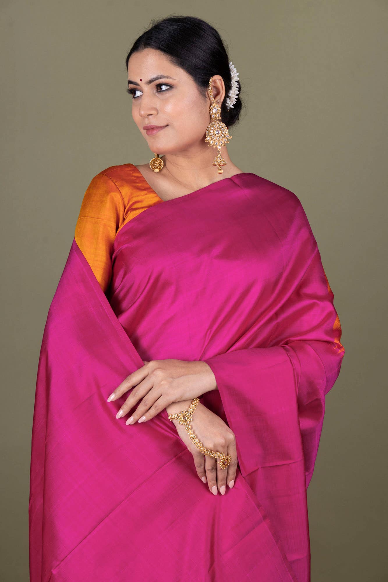 Pure Silk Pure Zari Dark Pink Kanchipuram Saree