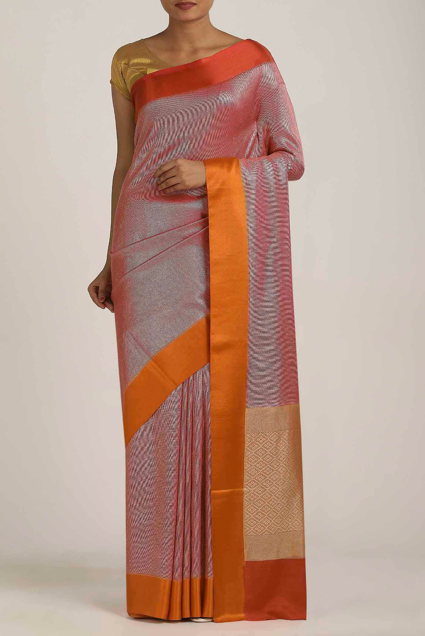 Purple Banarasi Tussar Georgette Saree