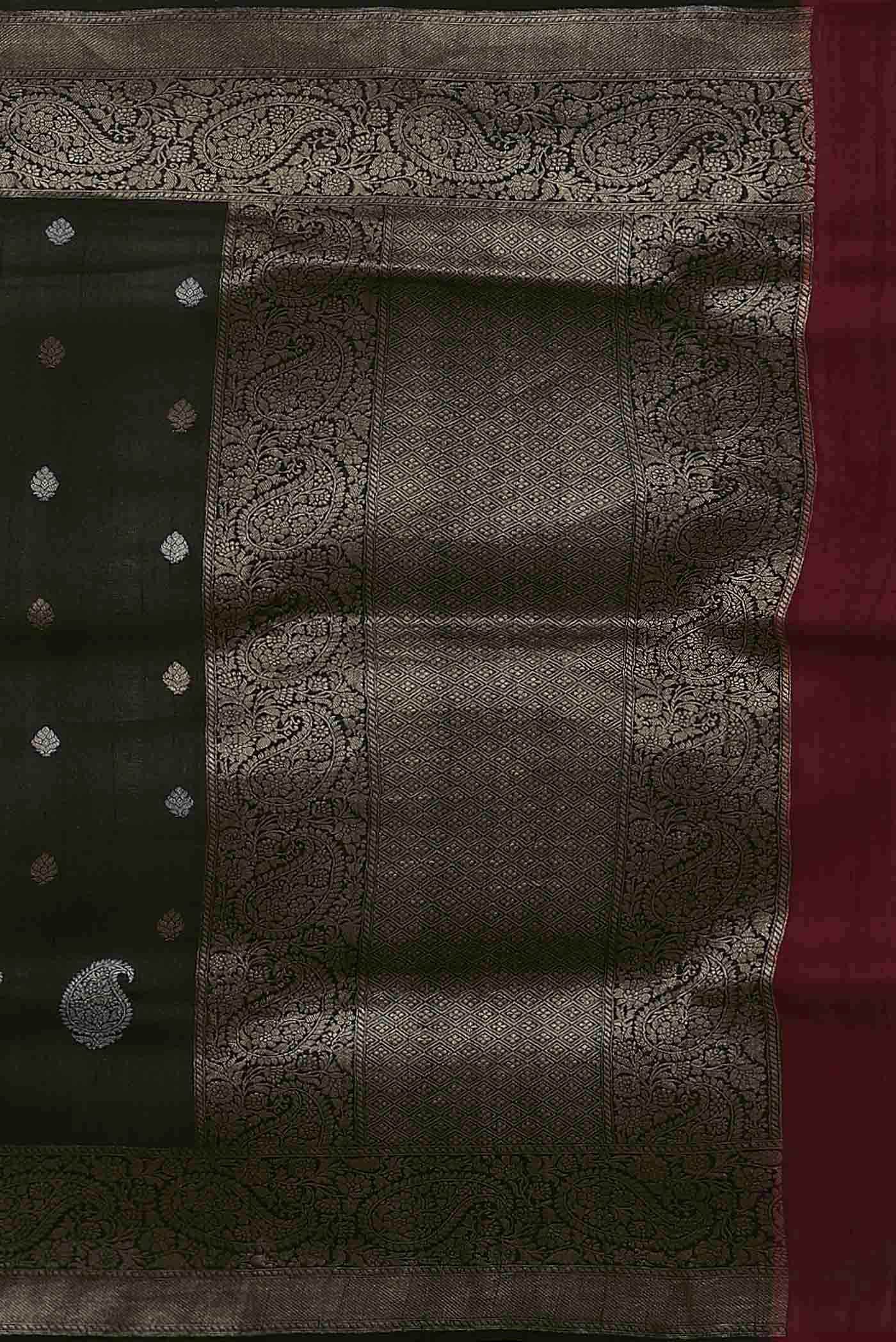 Black Banarasi Tussar Georgette Saree