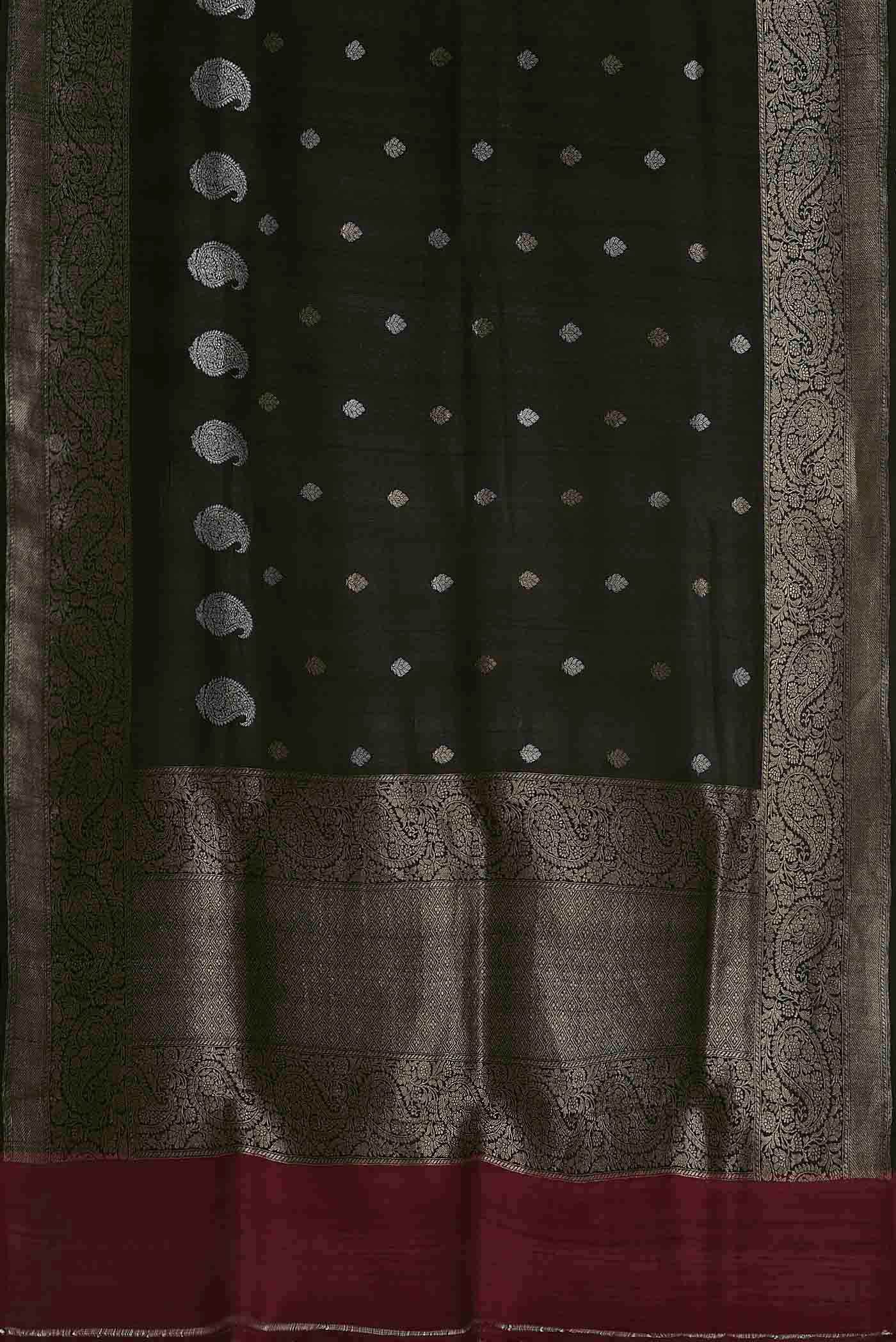 Black Banarasi Tussar Georgette Saree
