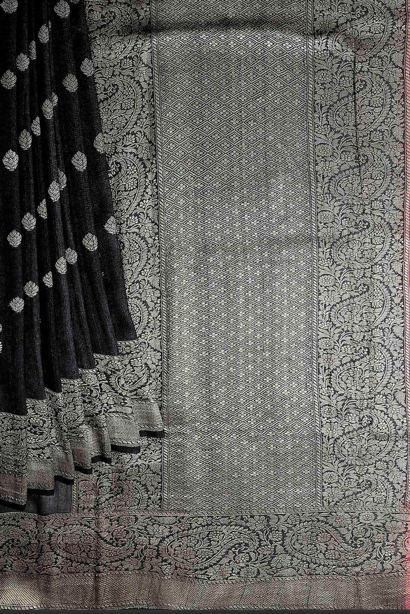 Black Banarasi Tussar Georgette Saree