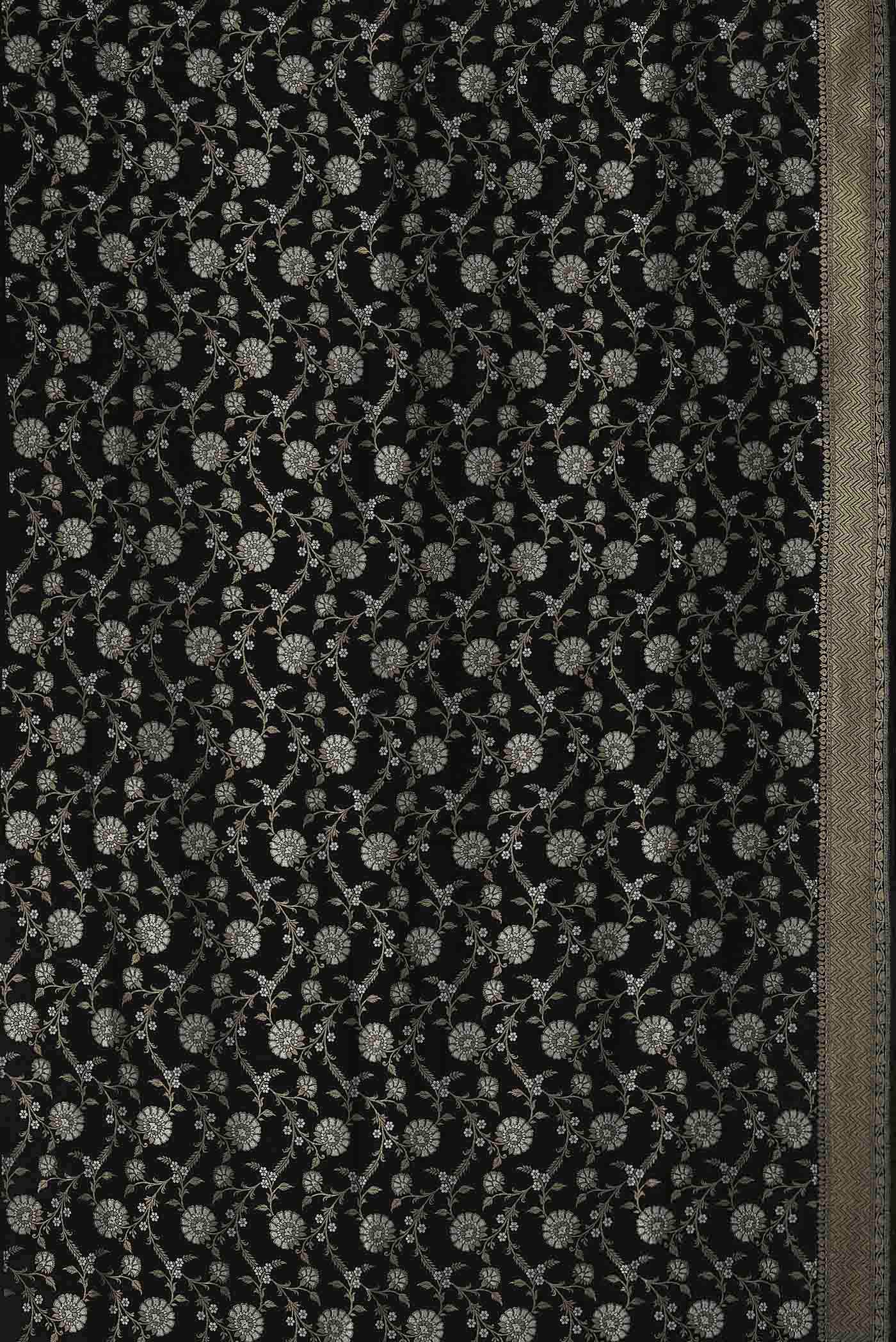 Black Banarasi Tussar Georgette Saree