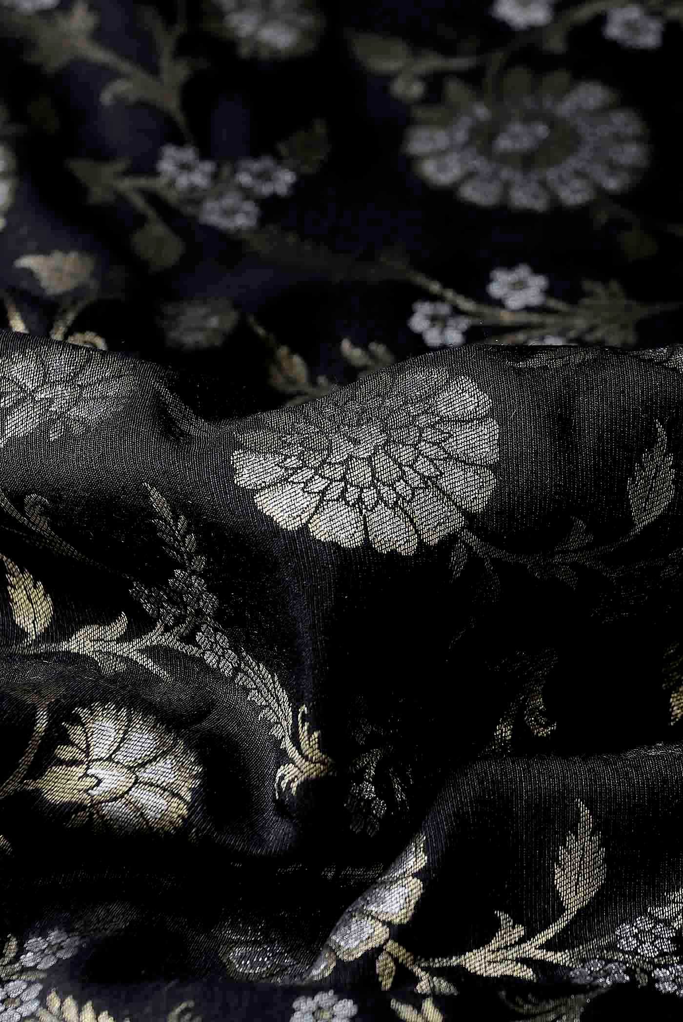 Black Banarasi Tussar Georgette Saree