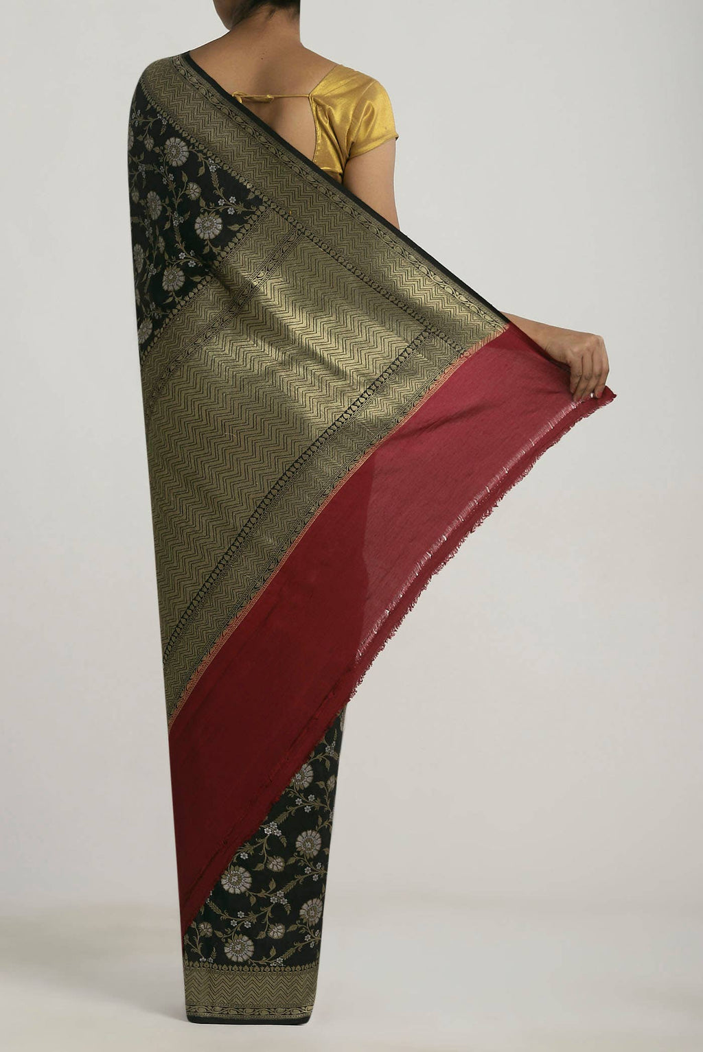 Black Banarasi Tussar Georgette Saree