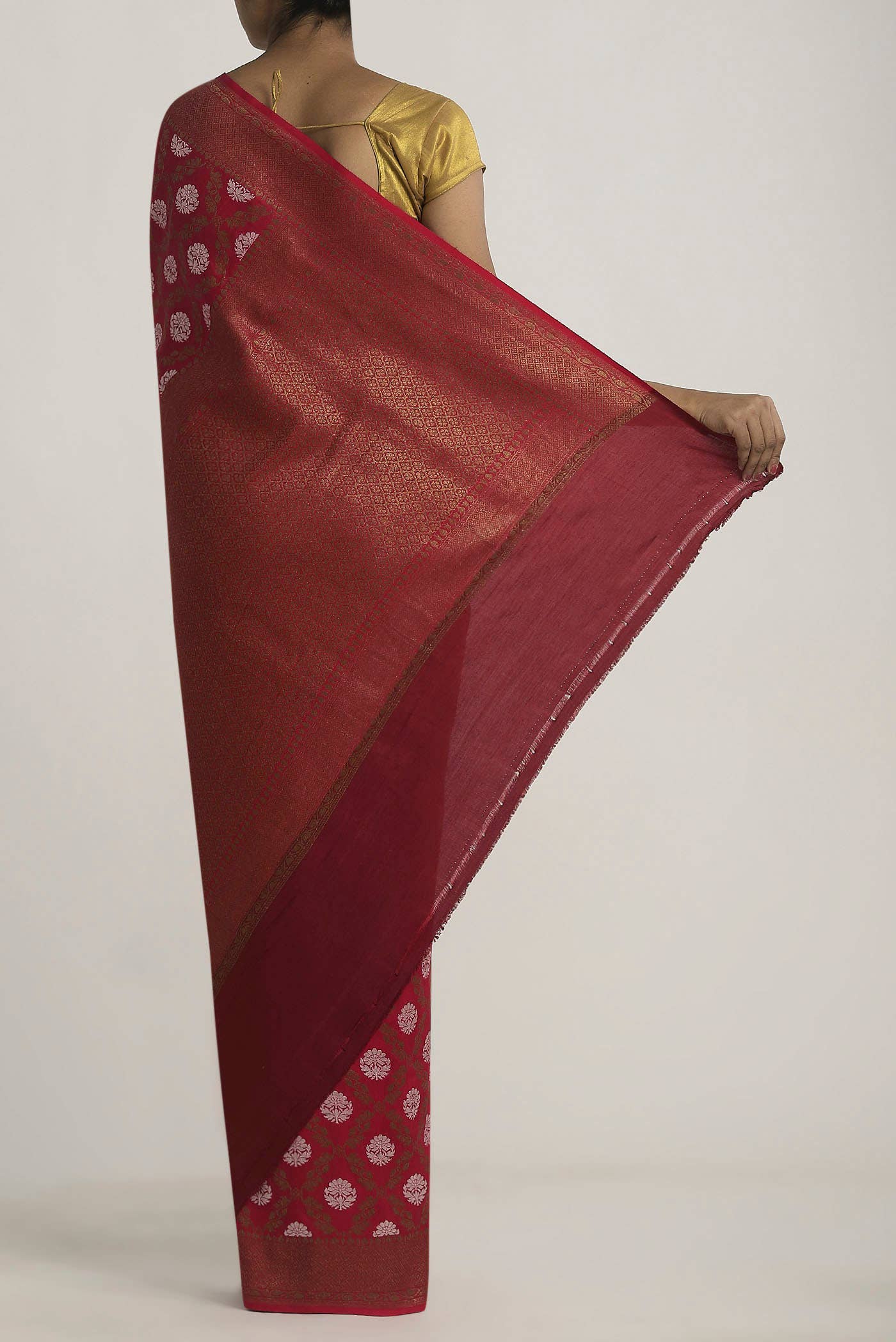 Maroon Banarasi Tussar Georgette Saree