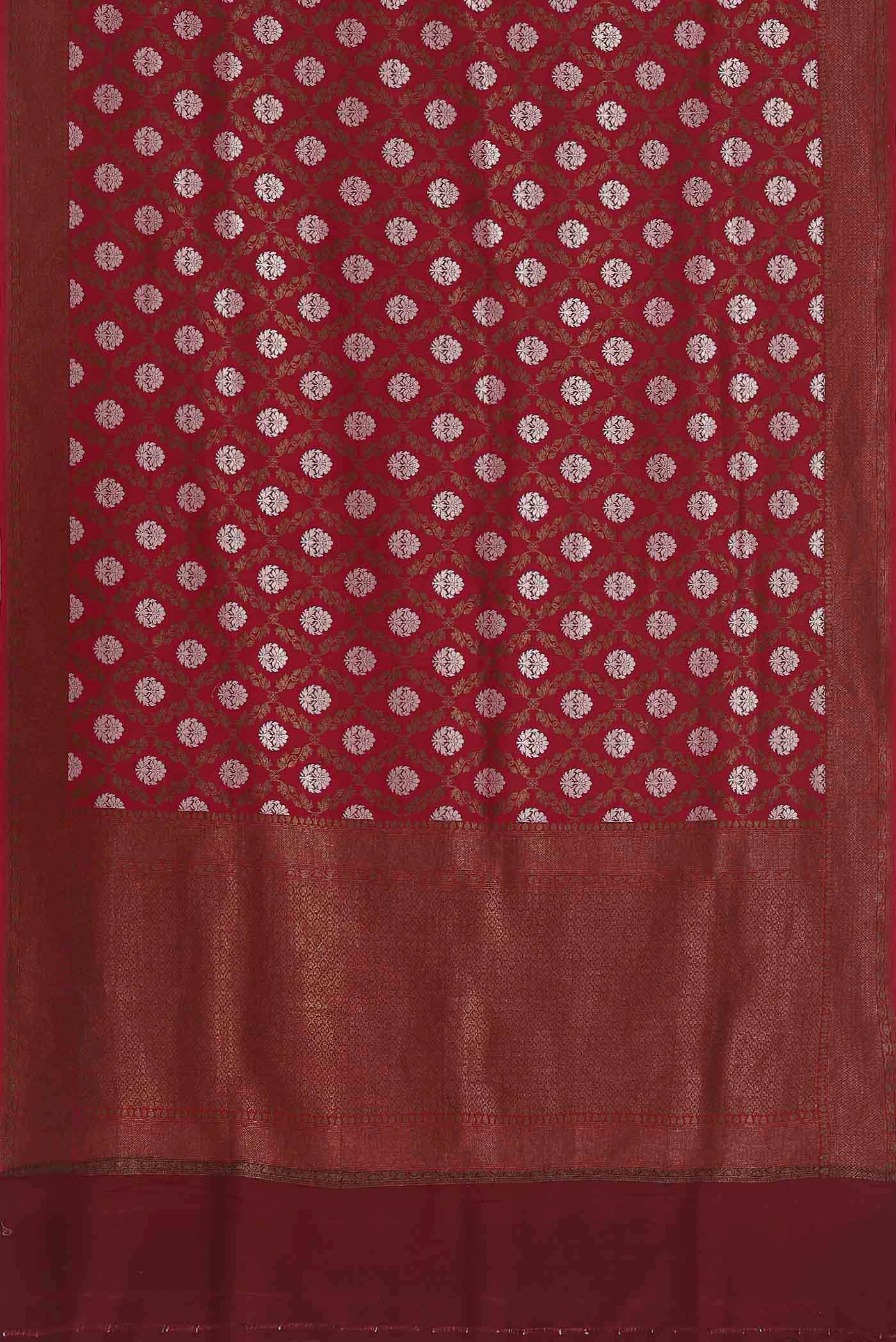 Maroon Banarasi Tussar Georgette Saree