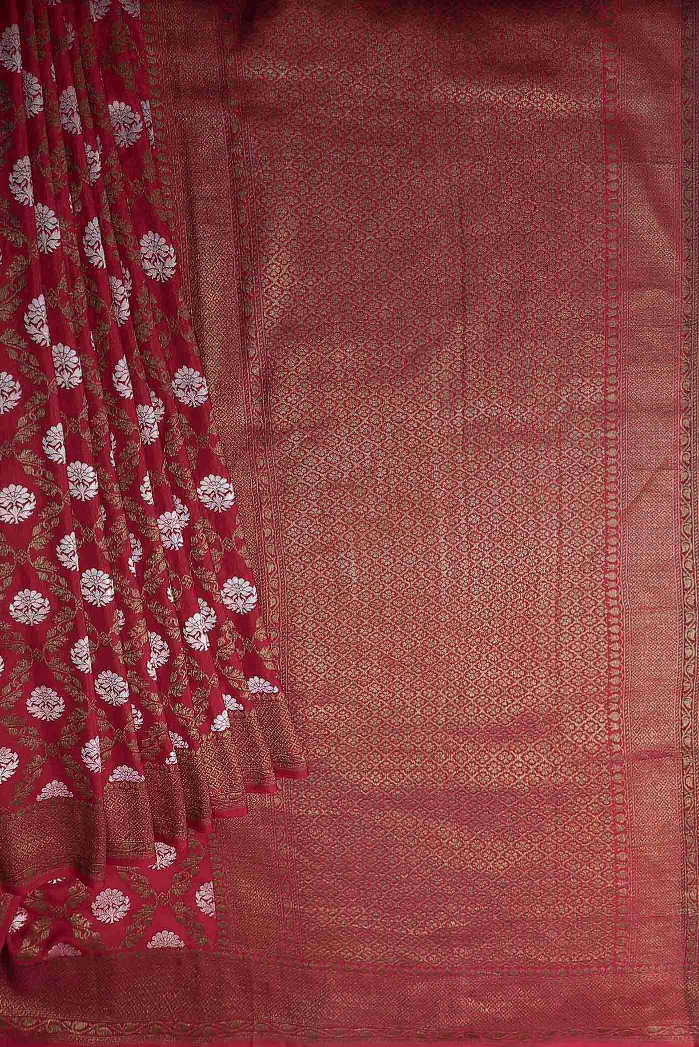 Maroon Banarasi Tussar Georgette Saree