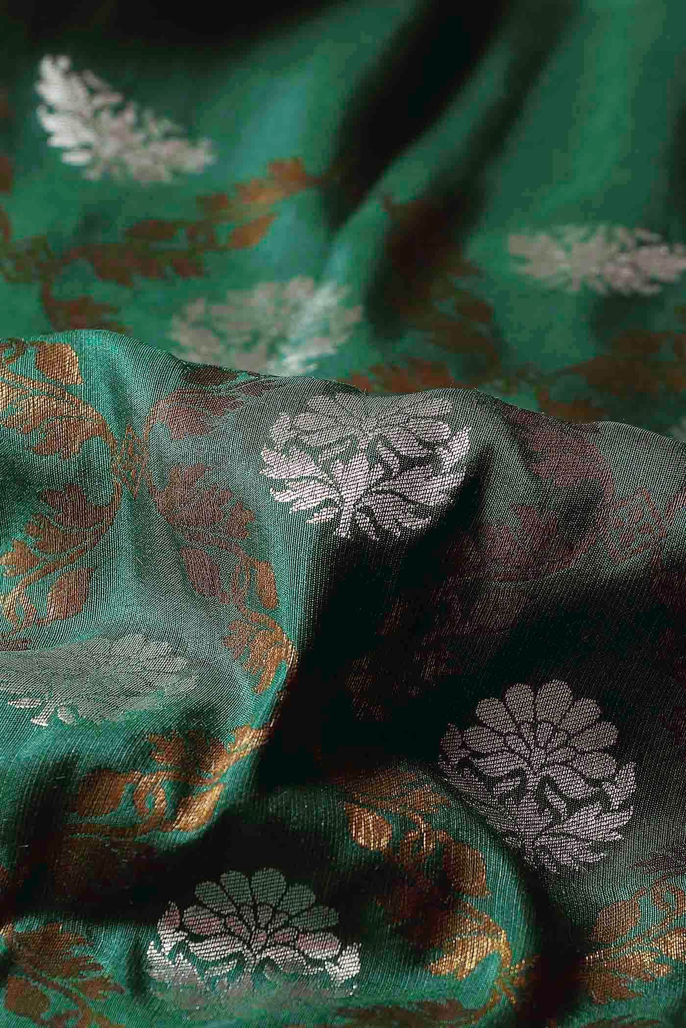 Green Banarasi Tussar Georgette Saree