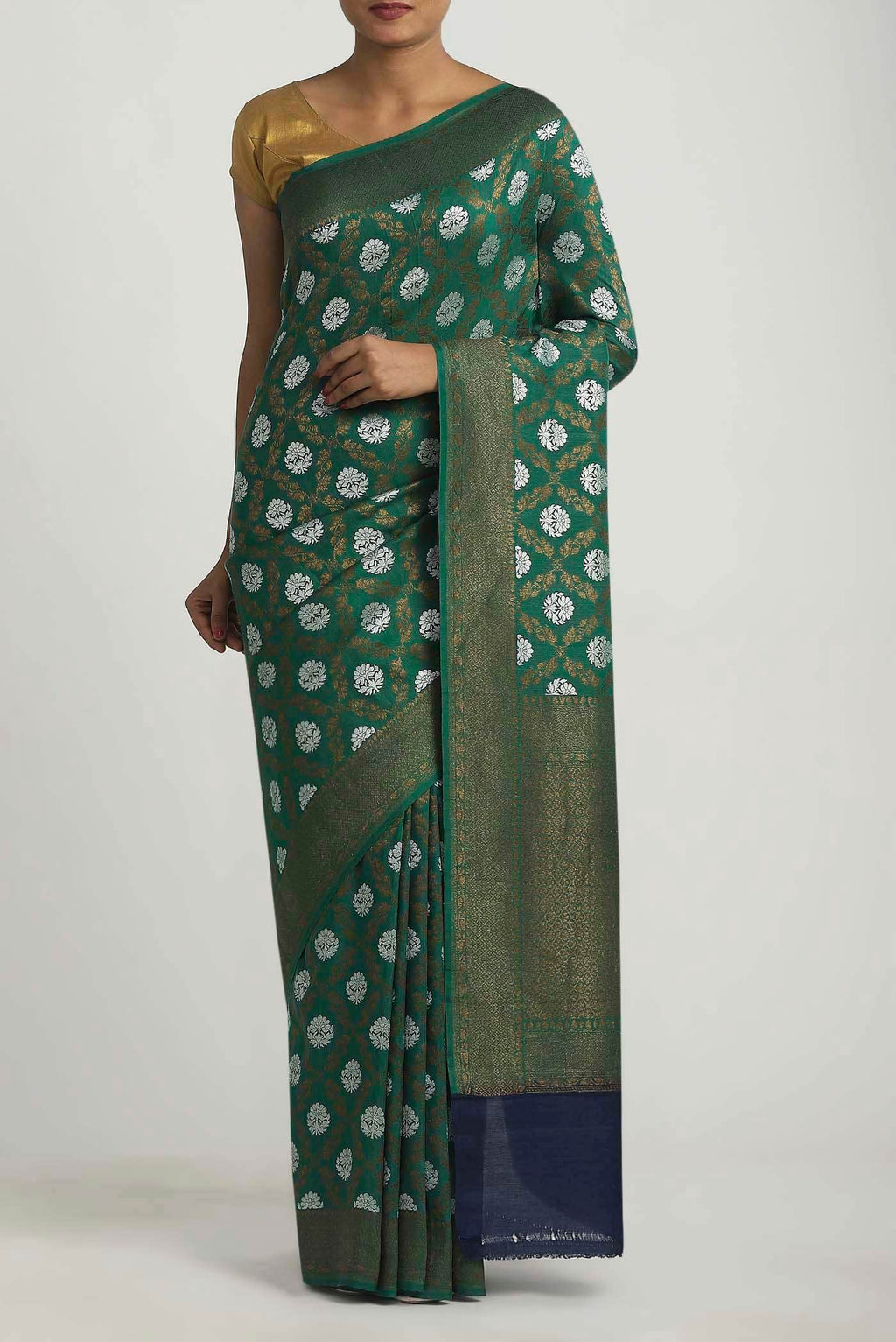 Green Banarasi Tussar Georgette Saree