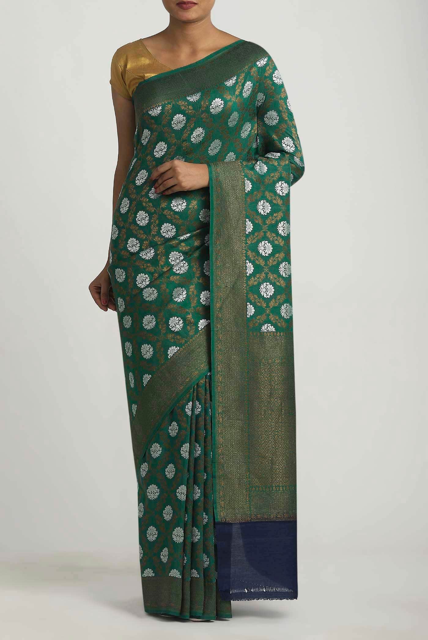 Green Banarasi Tussar Georgette Saree