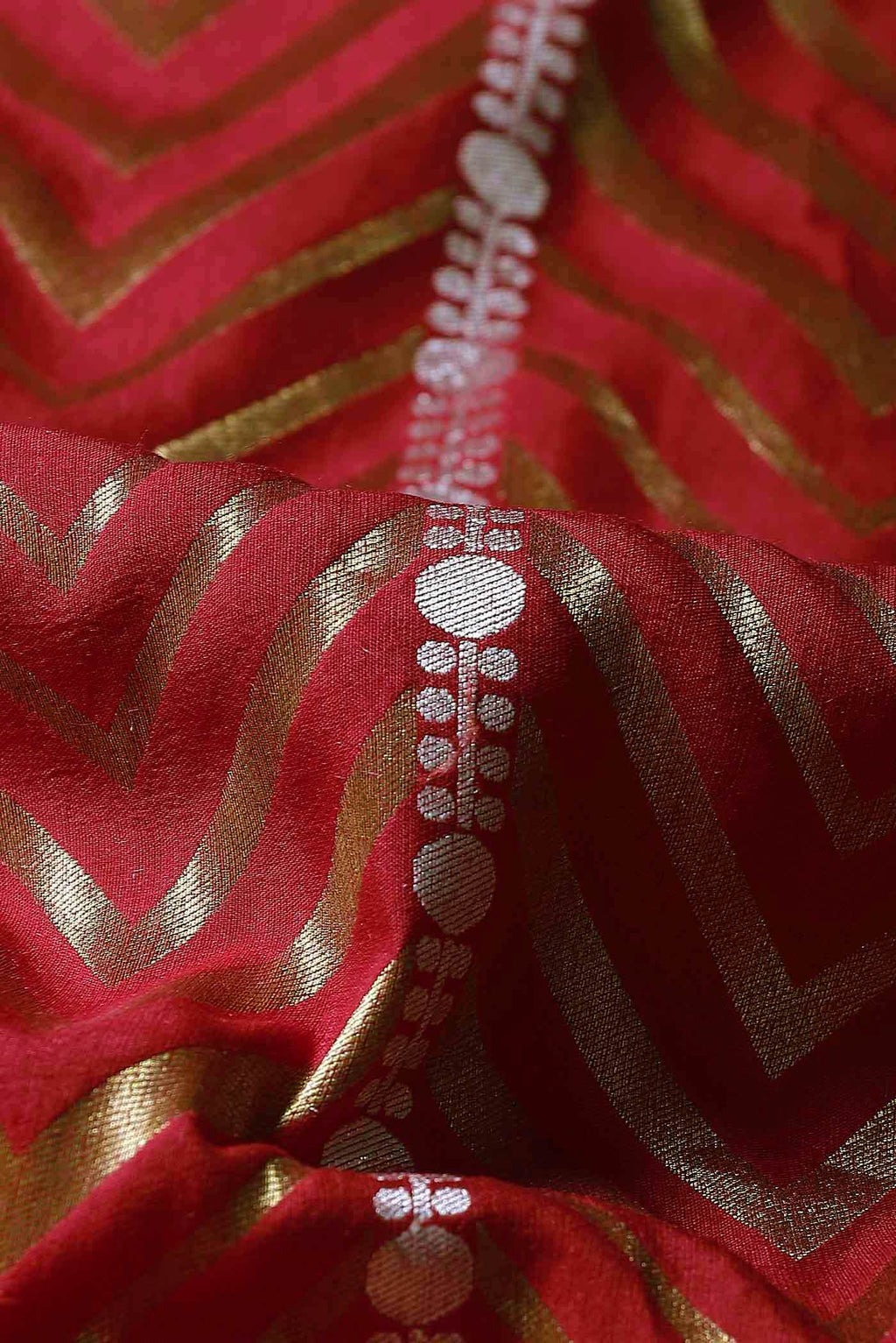 Red Banarasi Tussar Georgette Saree