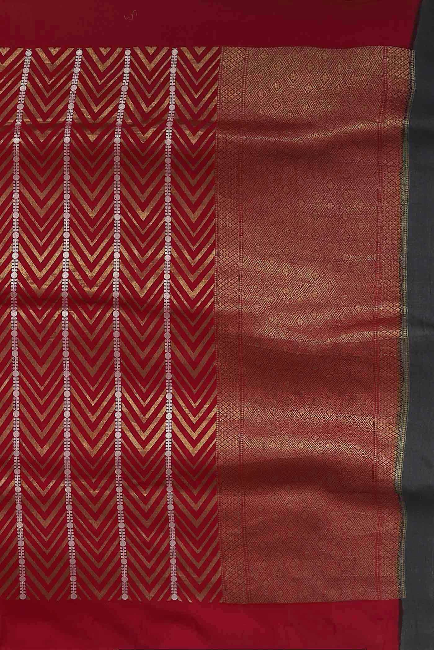 Red Banarasi Tussar Georgette Saree