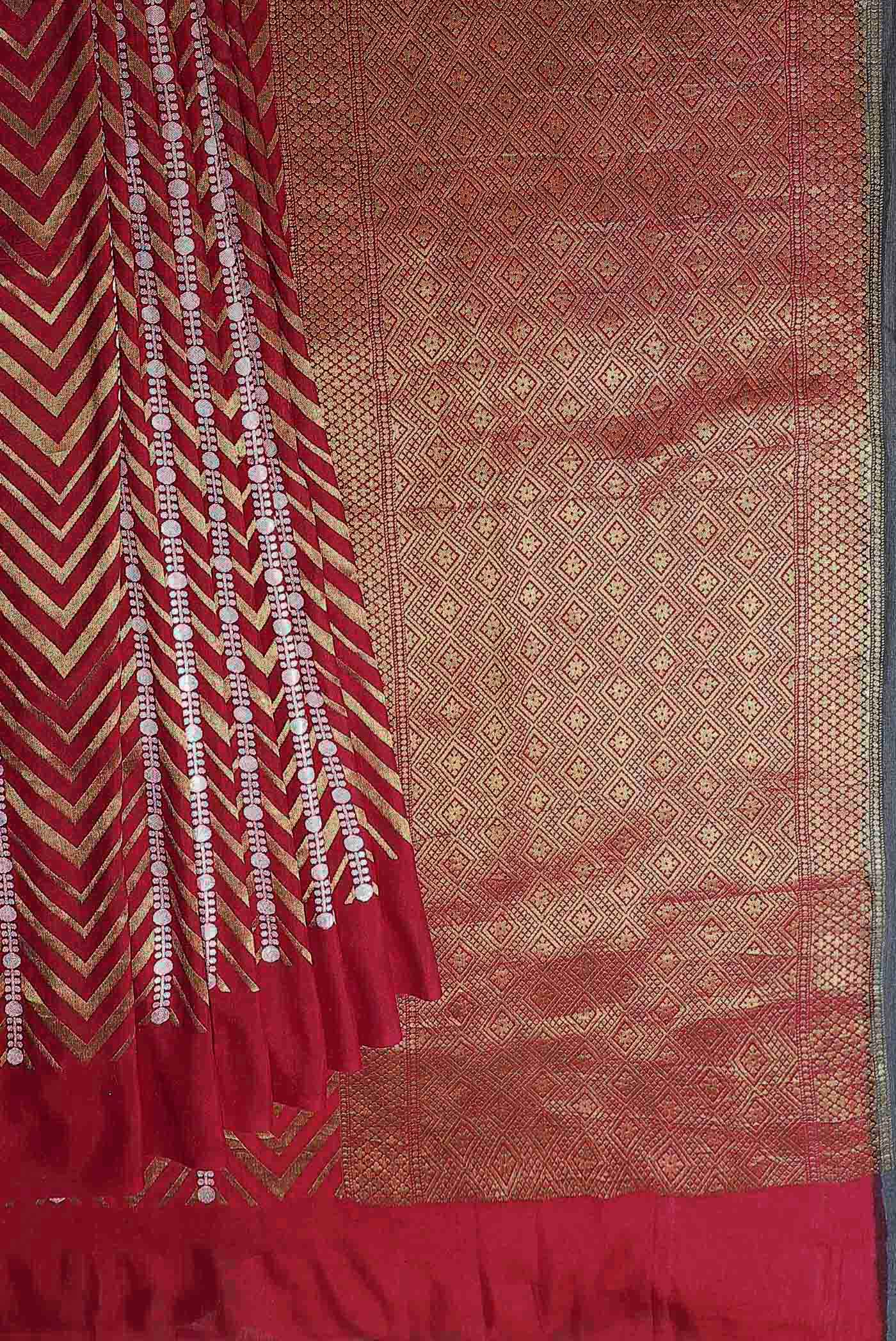 Red Banarasi Tussar Georgette Saree