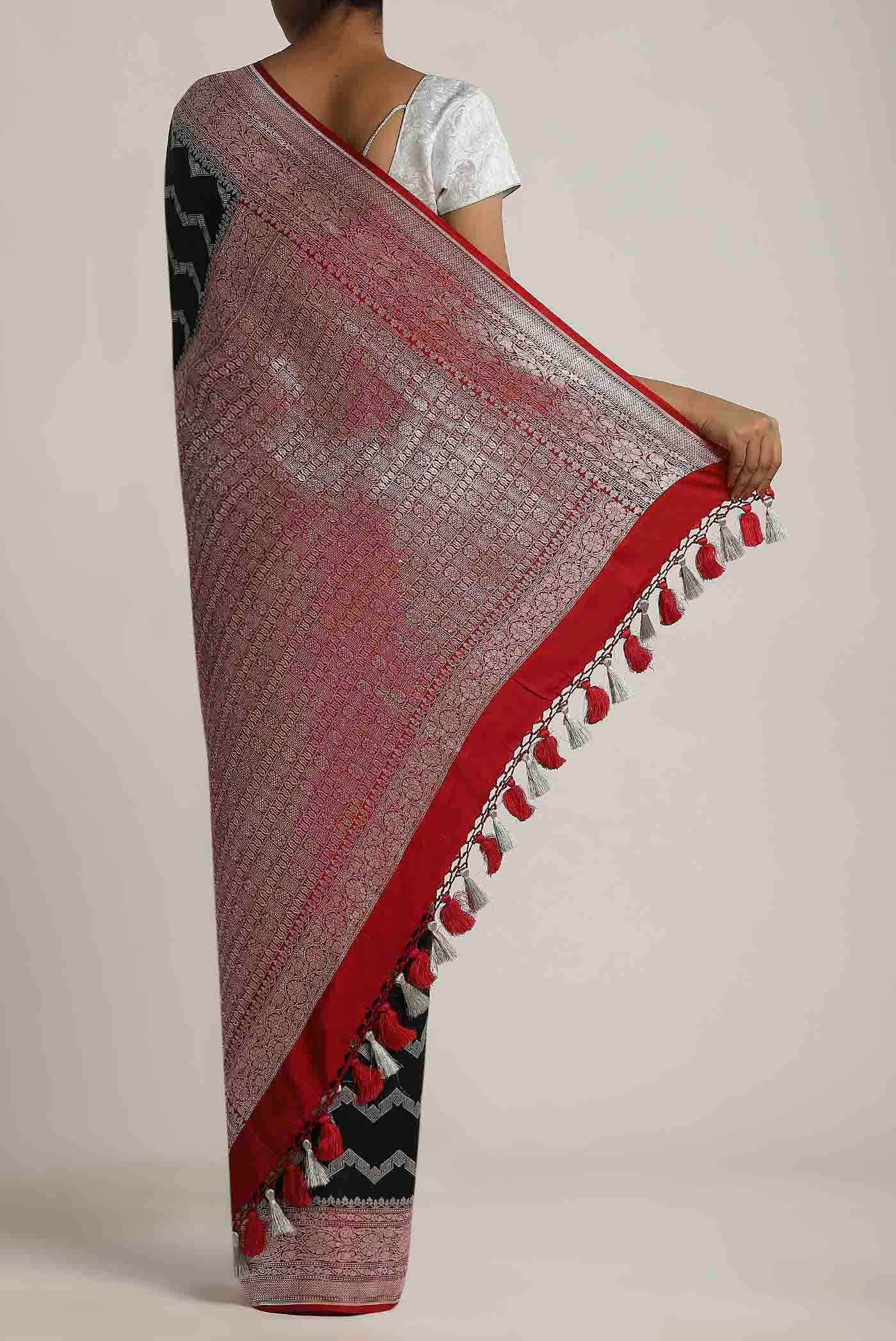 Black Banarasi Tussar Georgette Saree