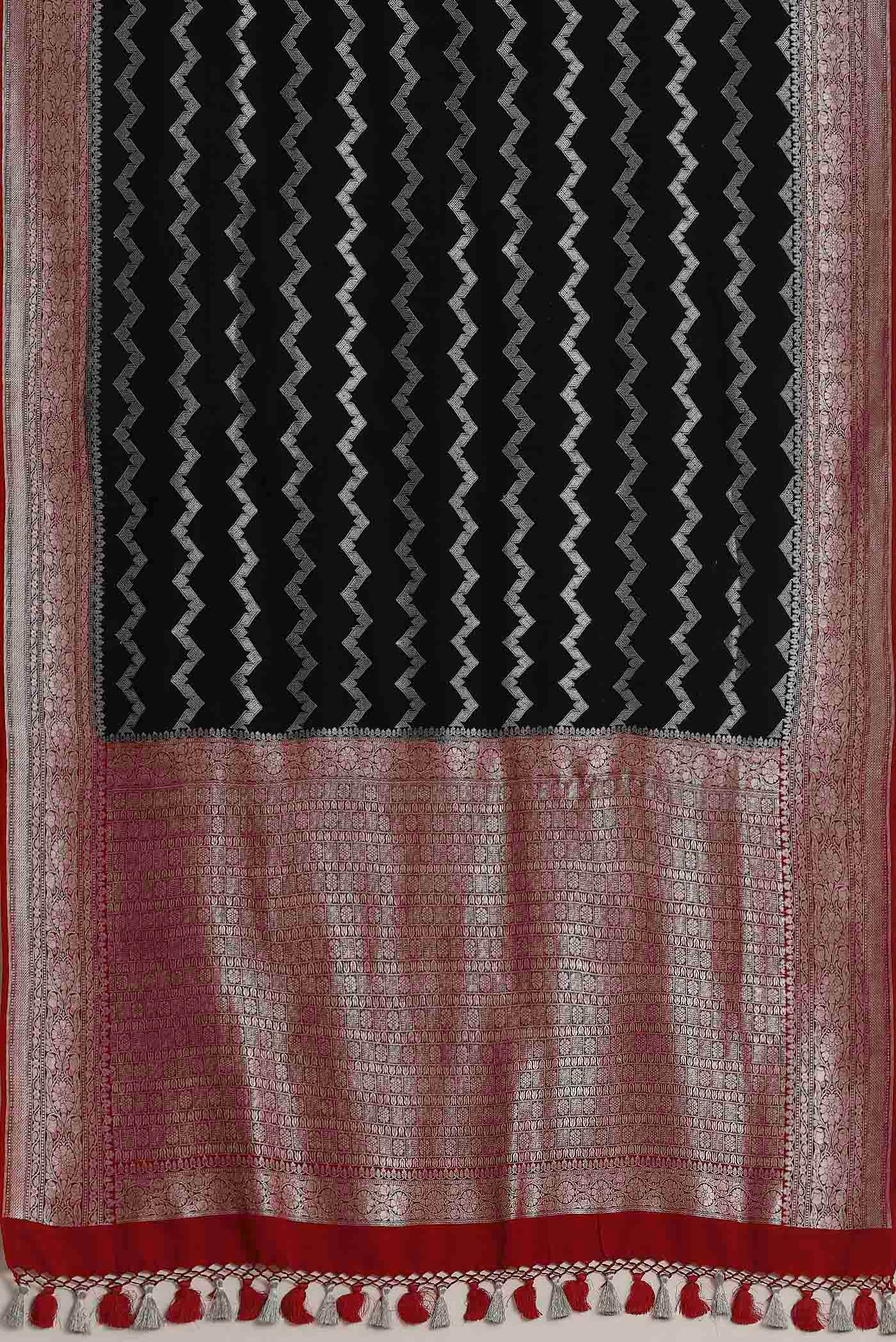 Black Banarasi Tussar Georgette Saree