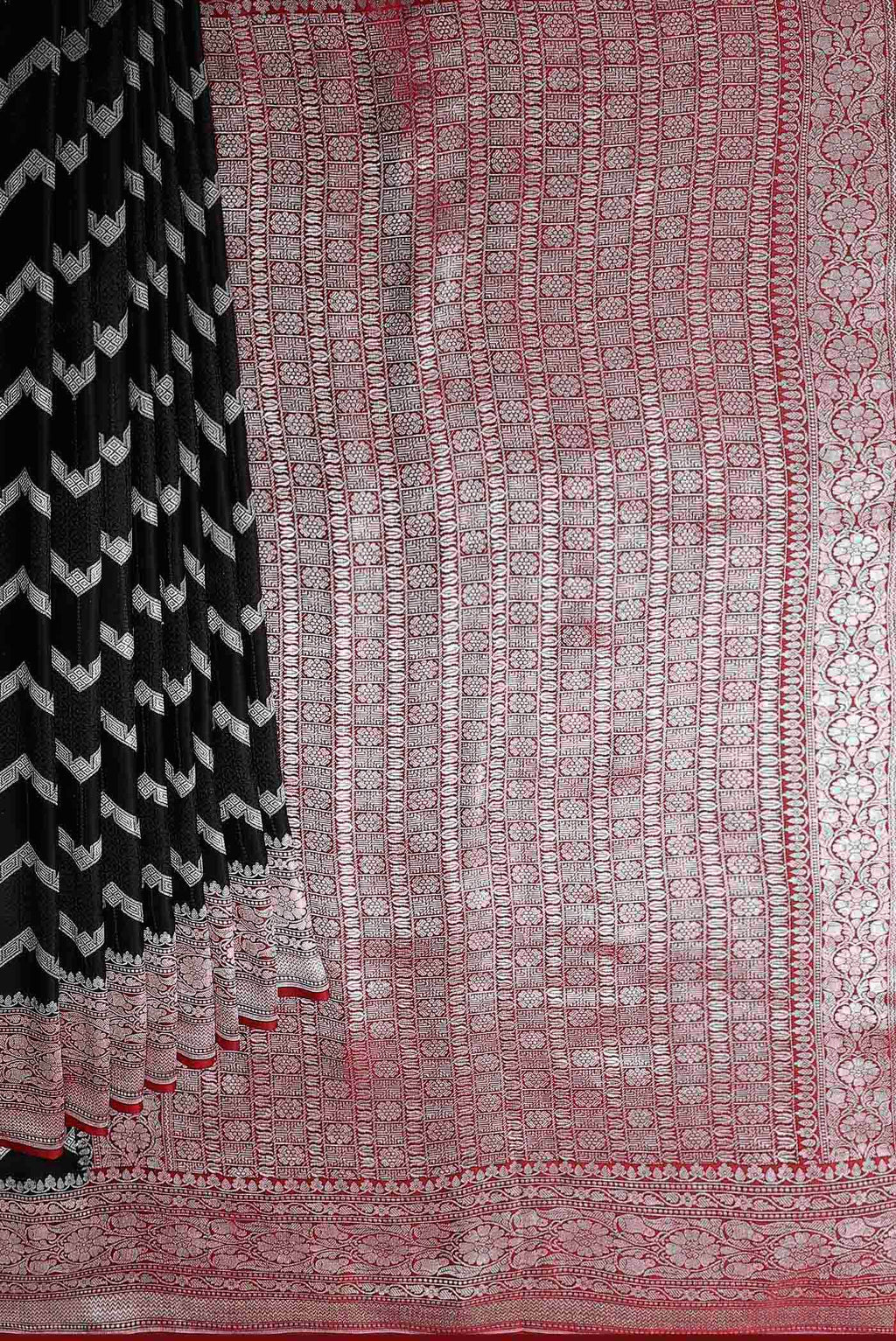 Black Banarasi Tussar Georgette Saree