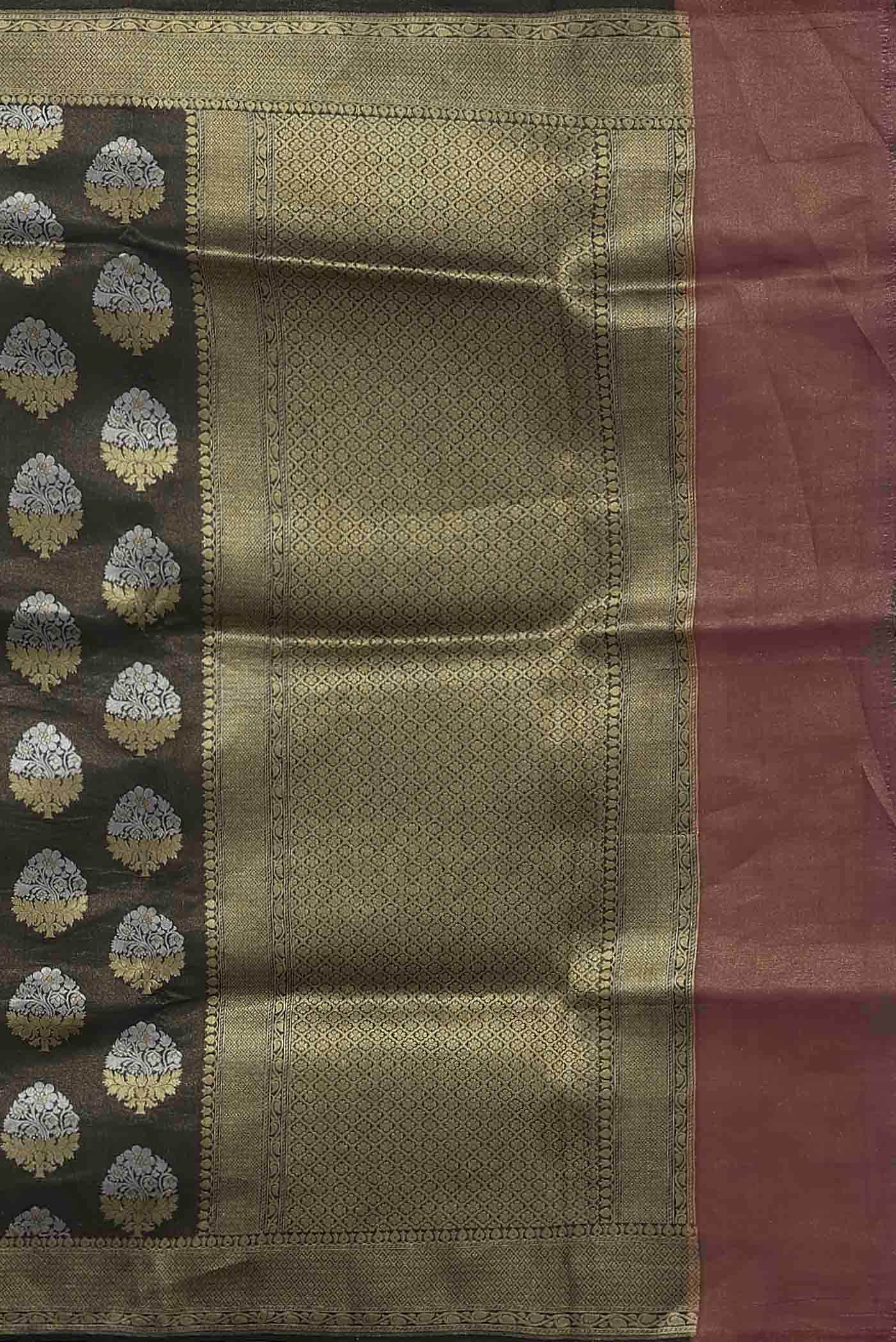 Black Banarasi Tussar Georgette Saree