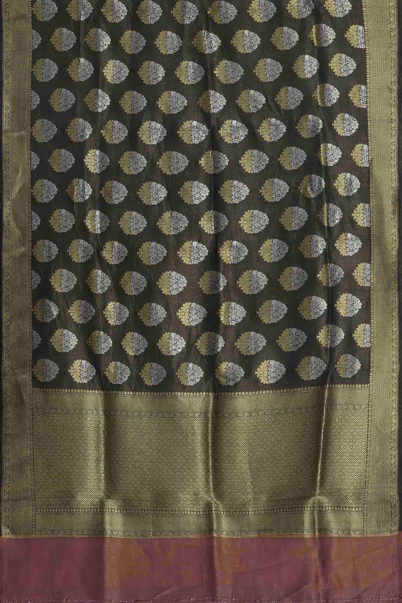 Black Banarasi Tussar Georgette Saree