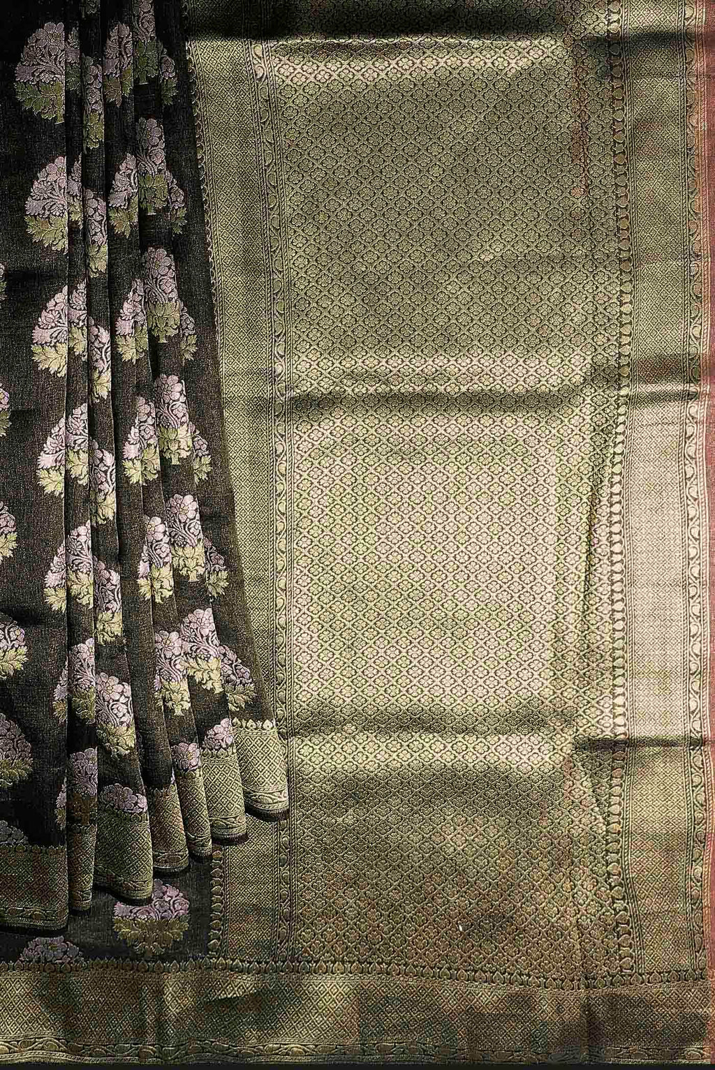 Black Banarasi Tussar Georgette Saree