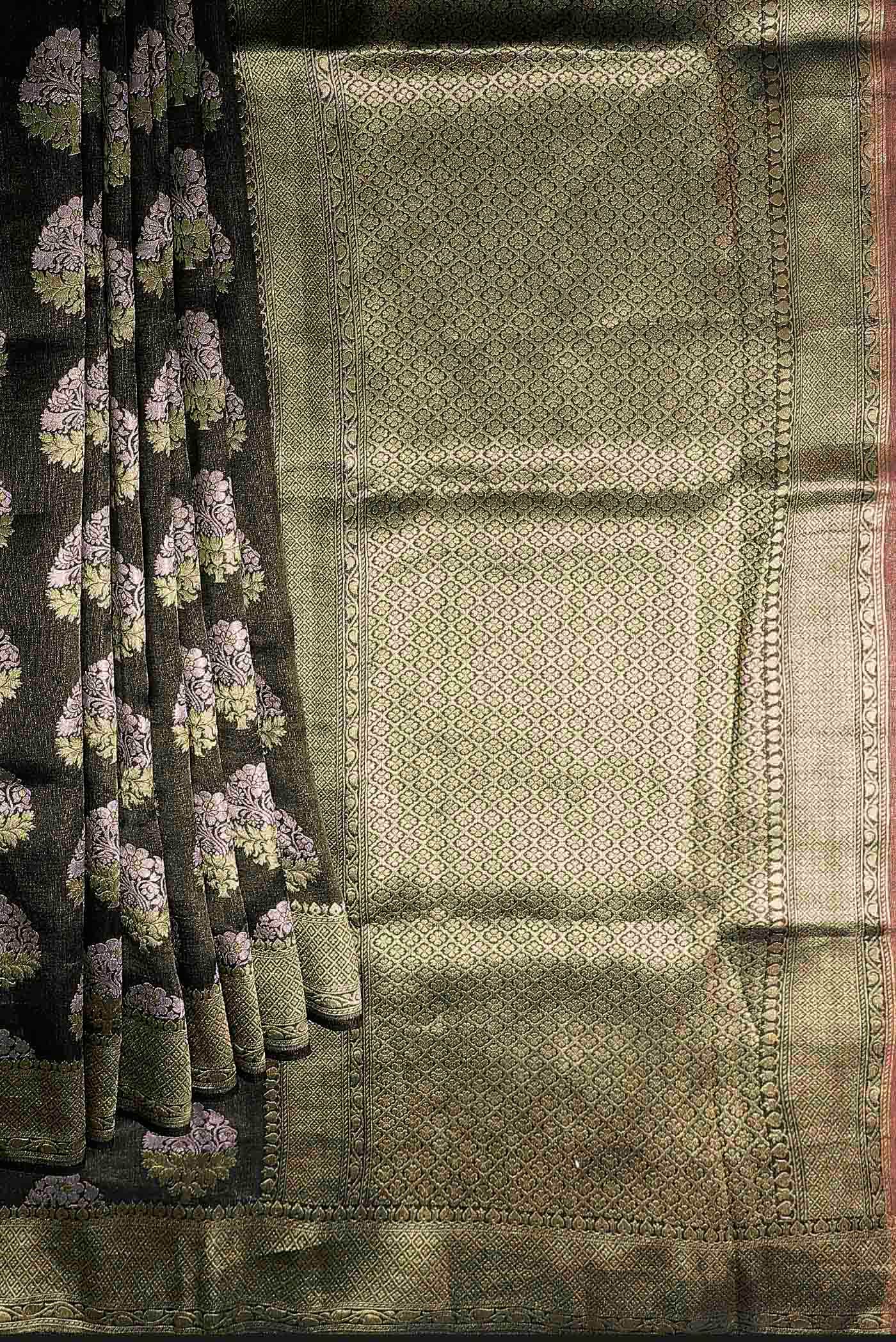 Black Banarasi Tussar Georgette Saree