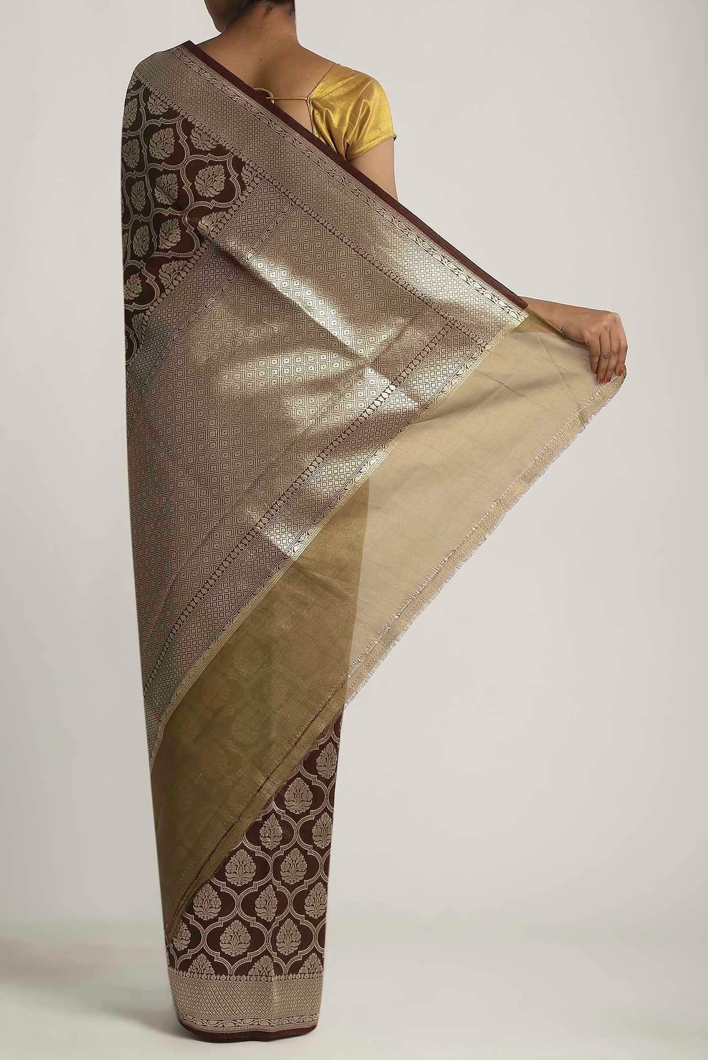 Brown Banarasi Tussar Georgette Saree