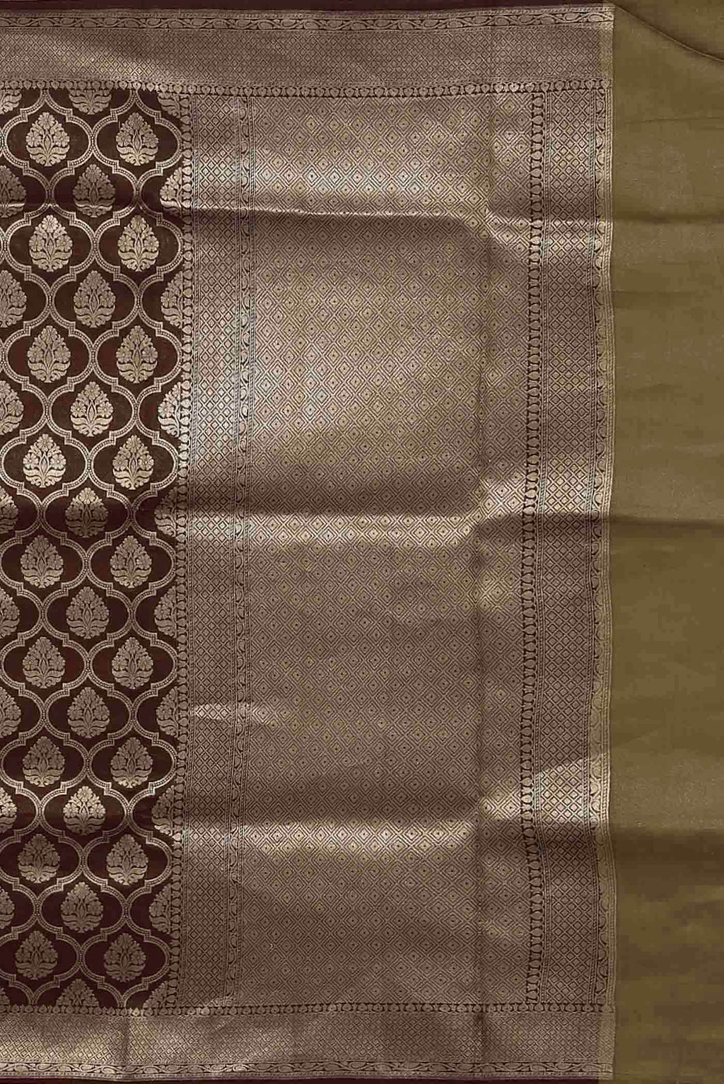 Brown Banarasi Tussar Georgette Saree