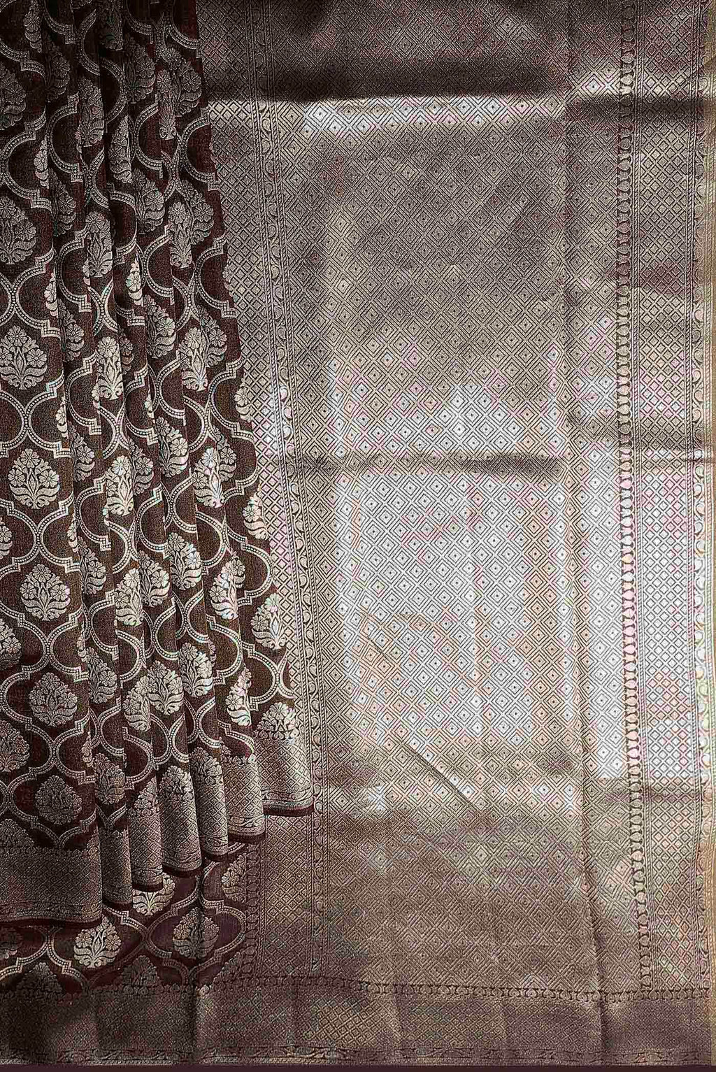 Brown Banarasi Tussar Georgette Saree