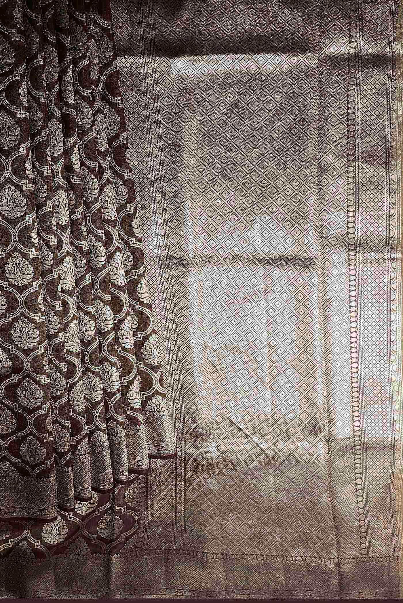 Brown Banarasi Tussar Georgette Saree