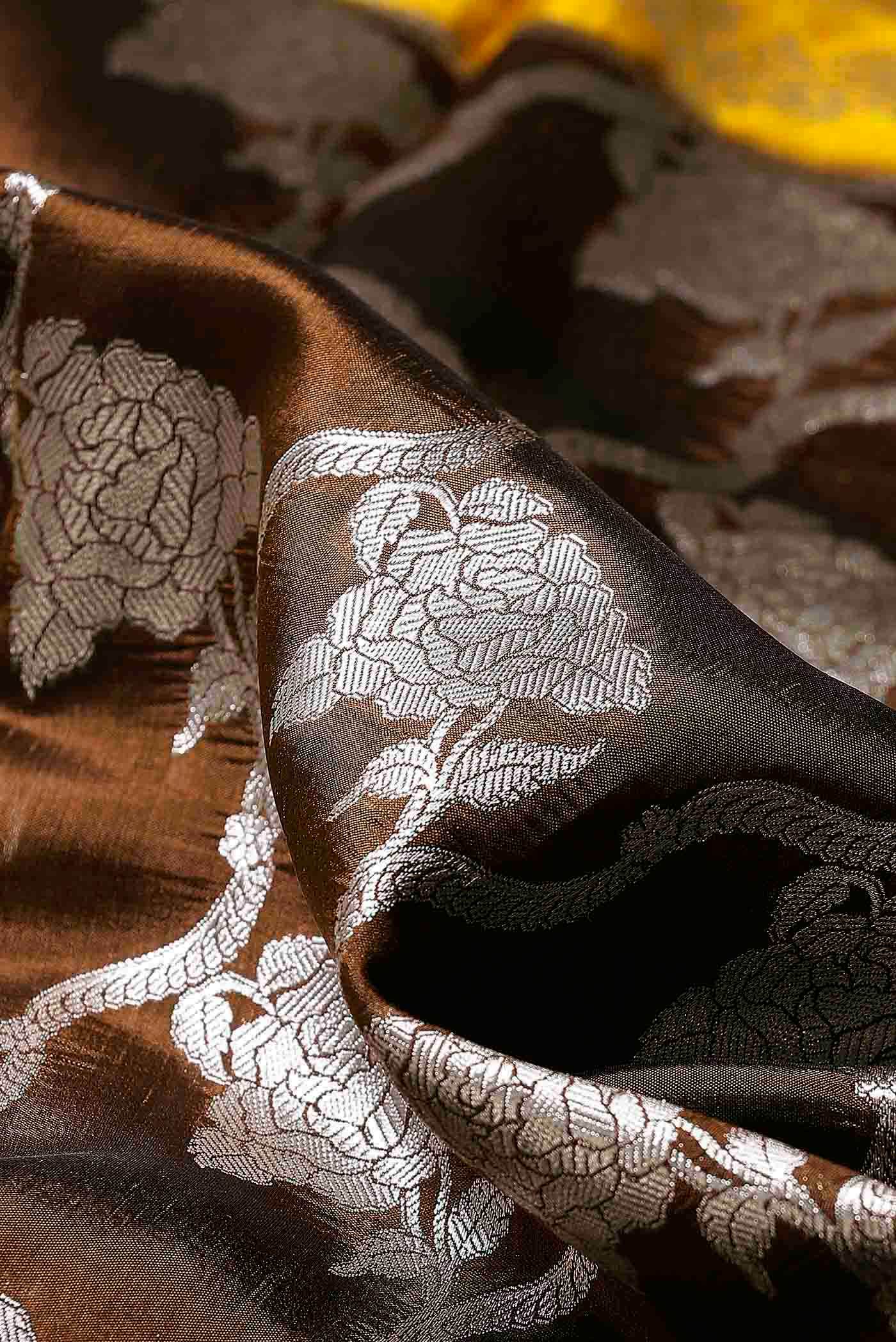 Brown Banarasi Tussar Georgette Saree