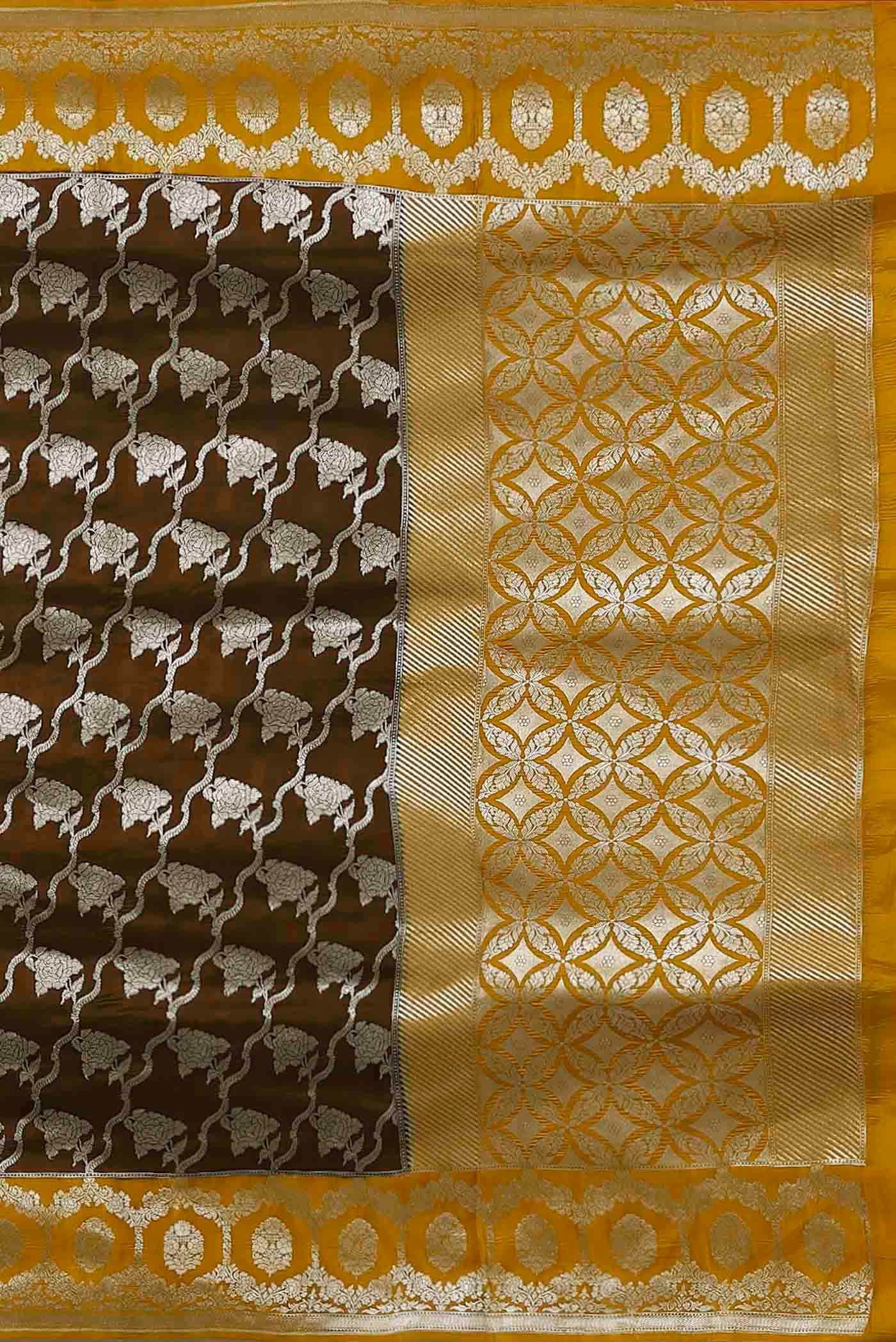 Brown Banarasi Tussar Georgette Saree