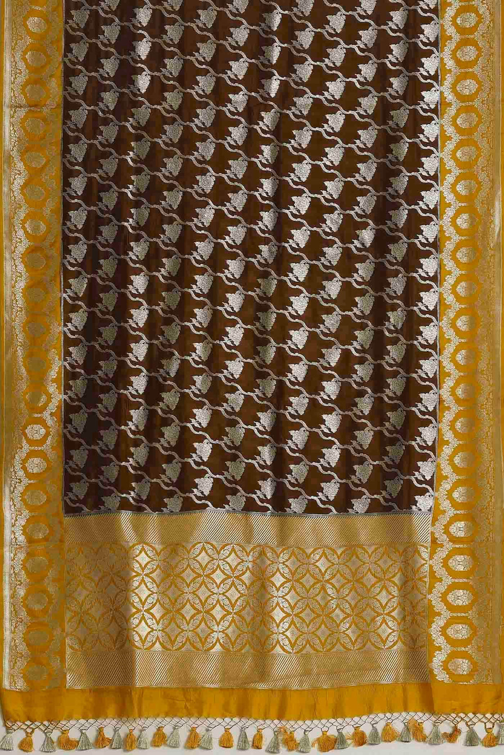 Brown Banarasi Tussar Georgette Saree