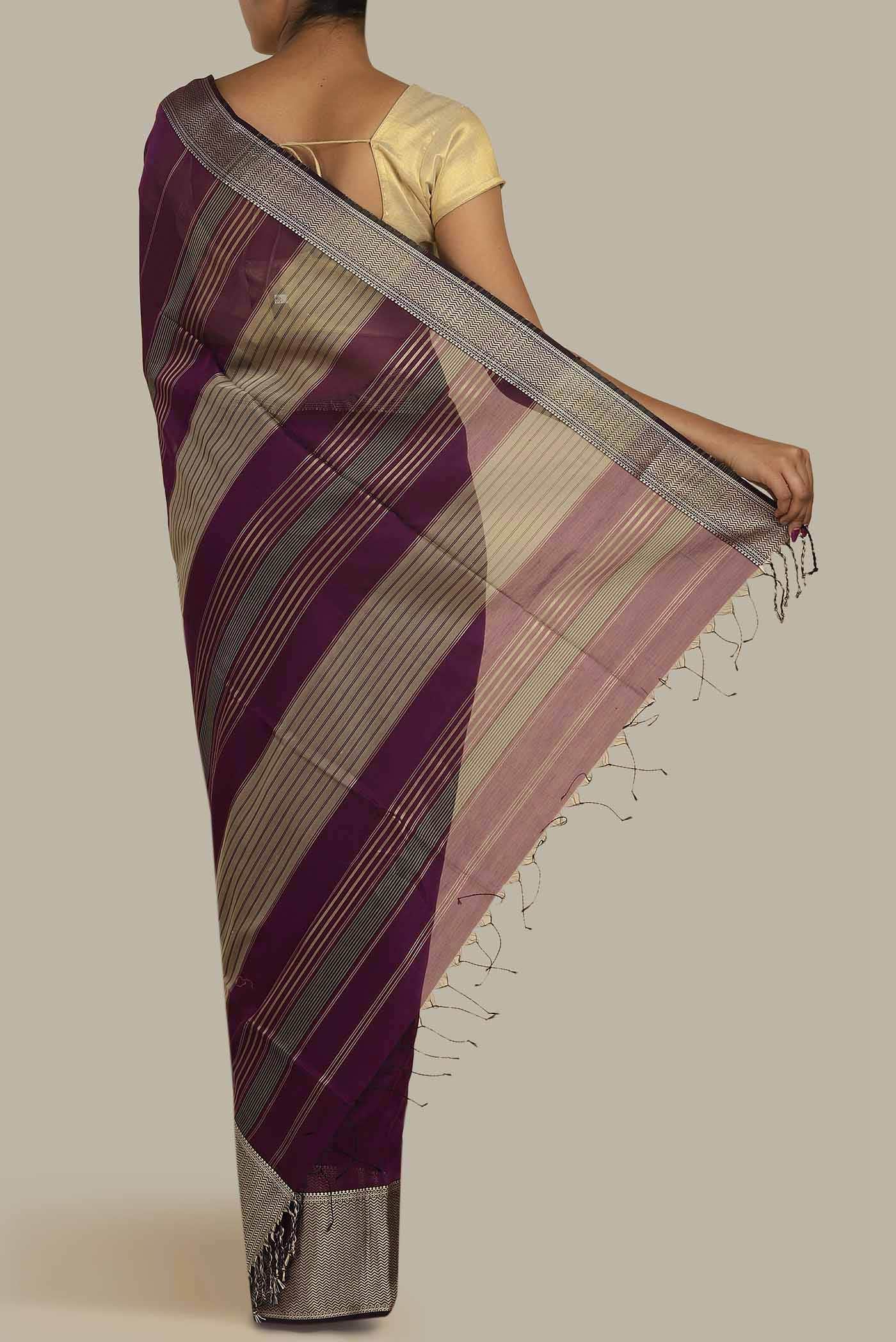 Purple Maheshwari Silk Cotton Saree