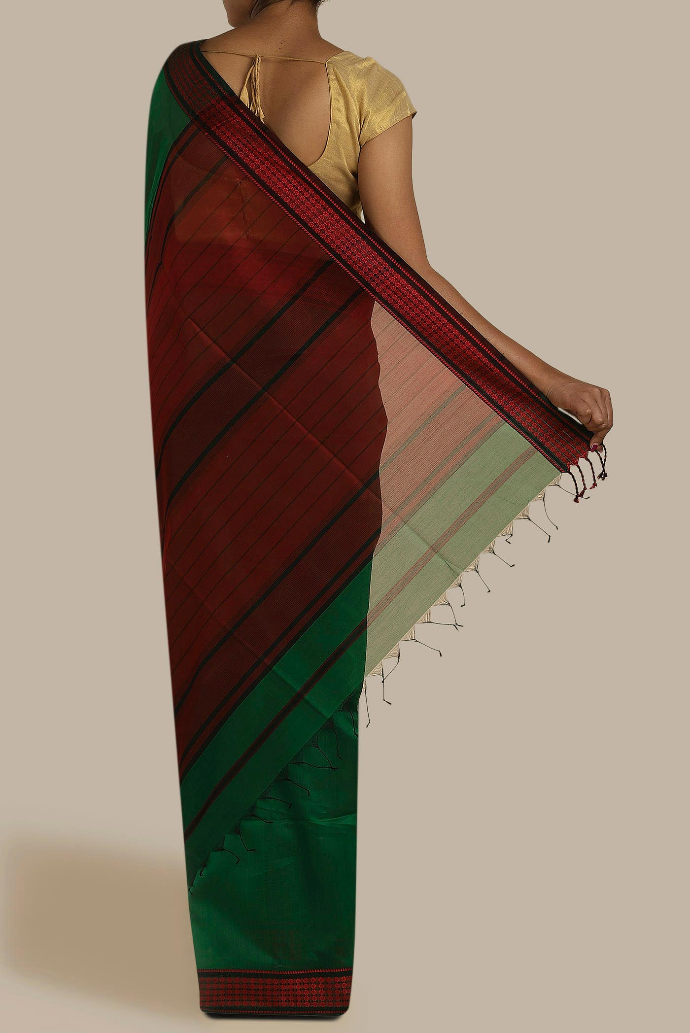 Green Maheshwari Silk Cotton Saree