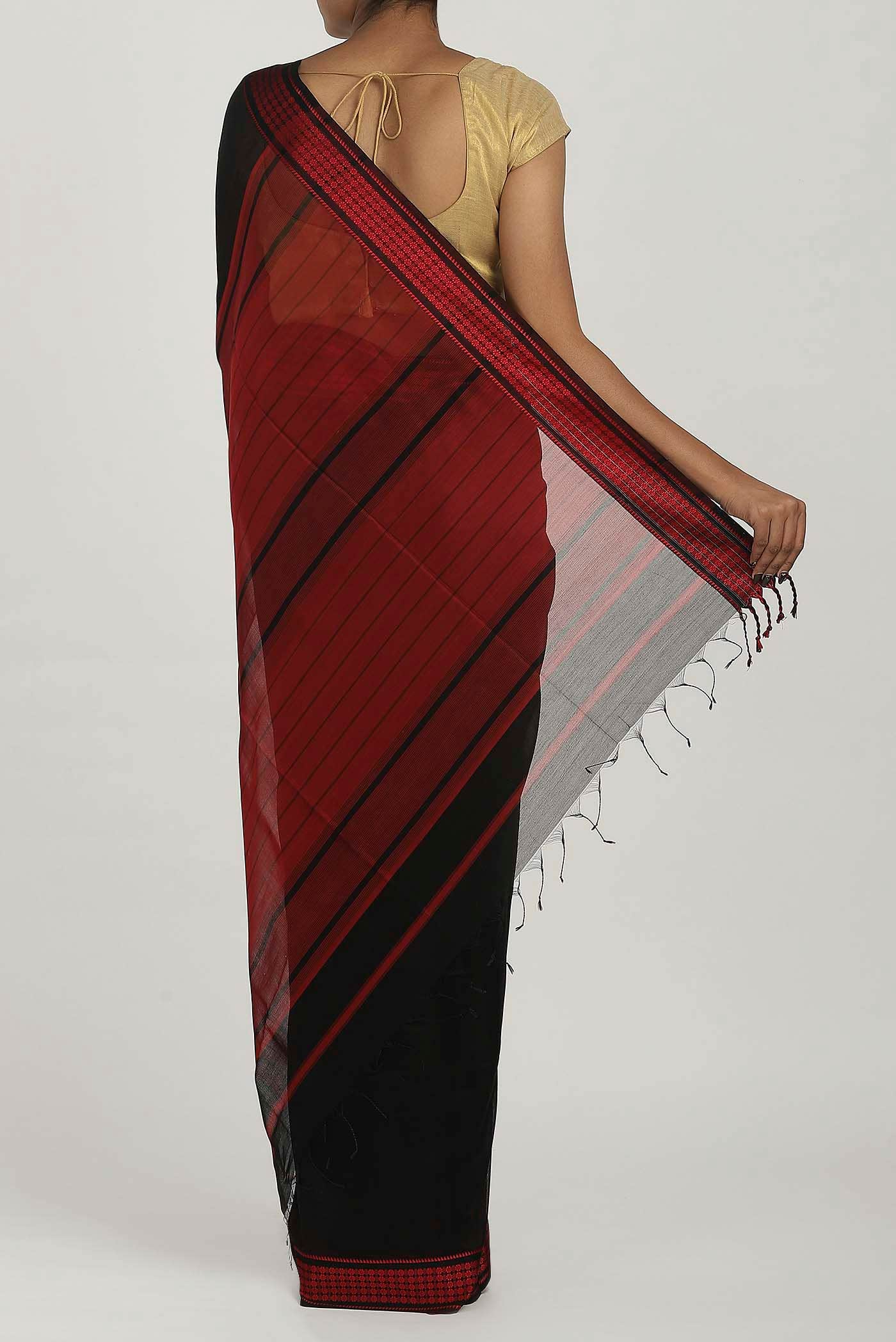 Black Maheshwari Silk Cotton Saree