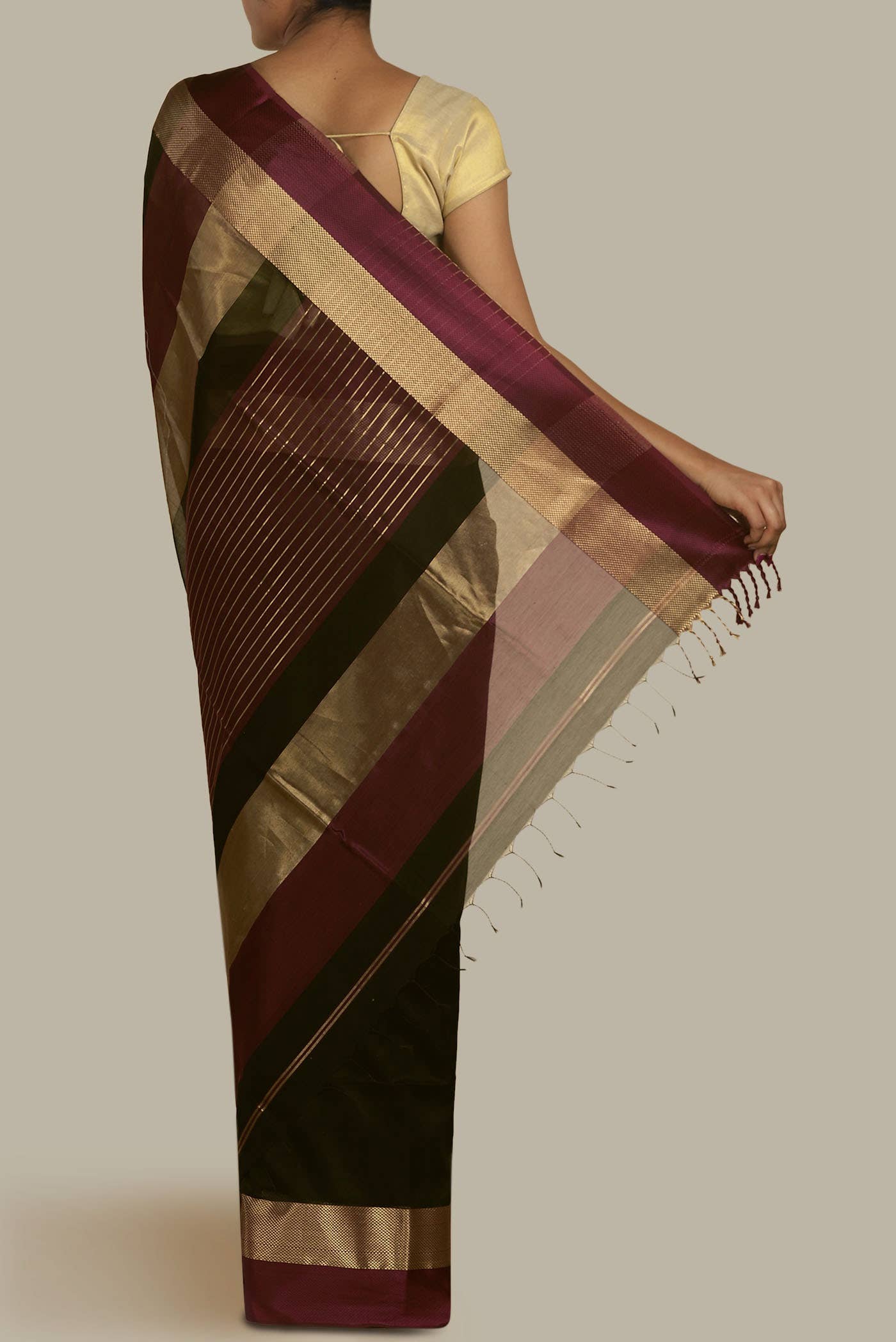 Black Maheshwari Silk Cotton Saree