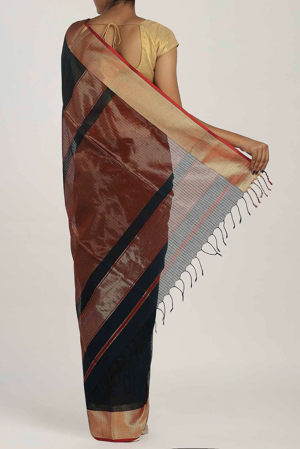 Black Maheshwari Silk Cotton Saree