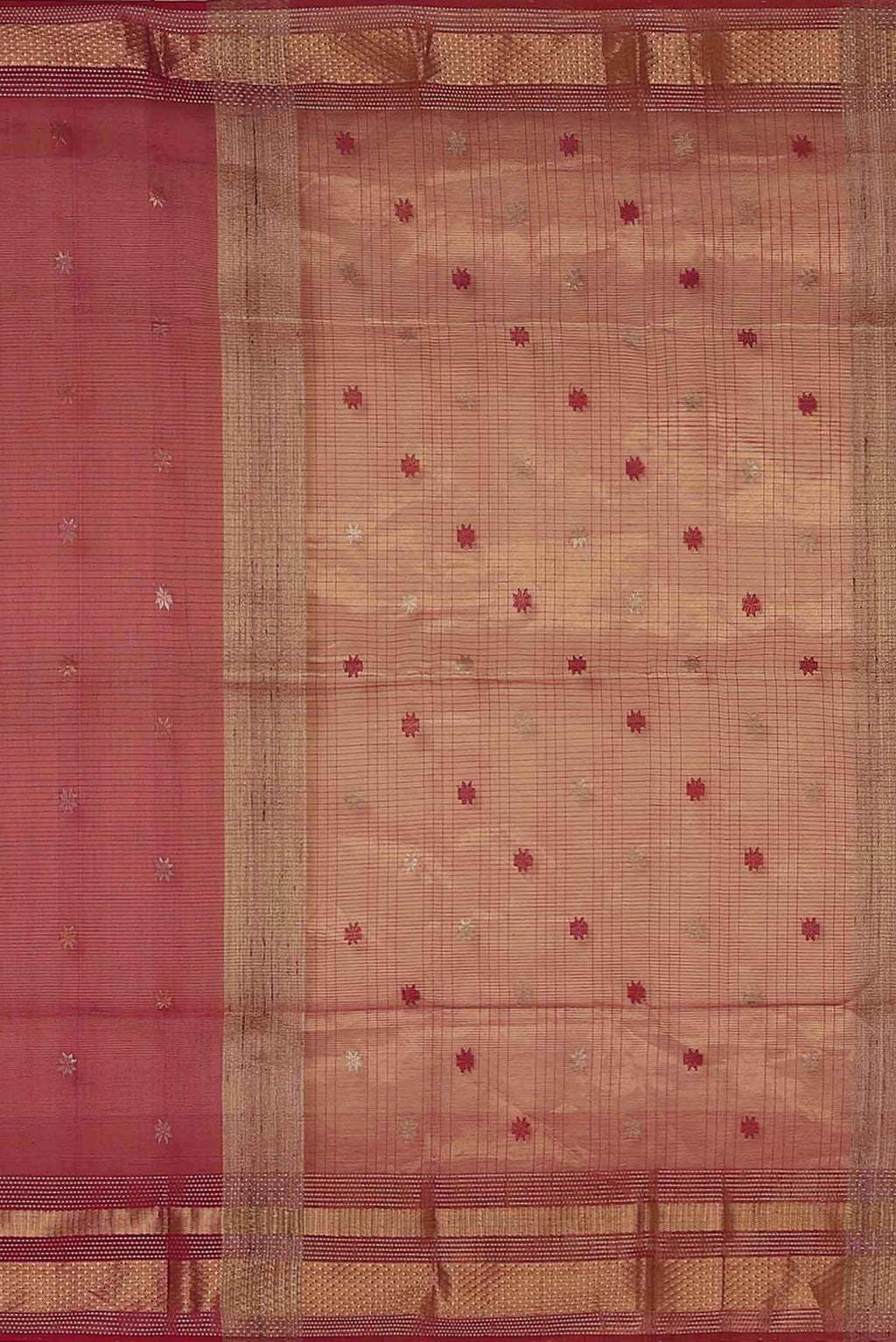 Red Maheshwari Silk Cotton Saree