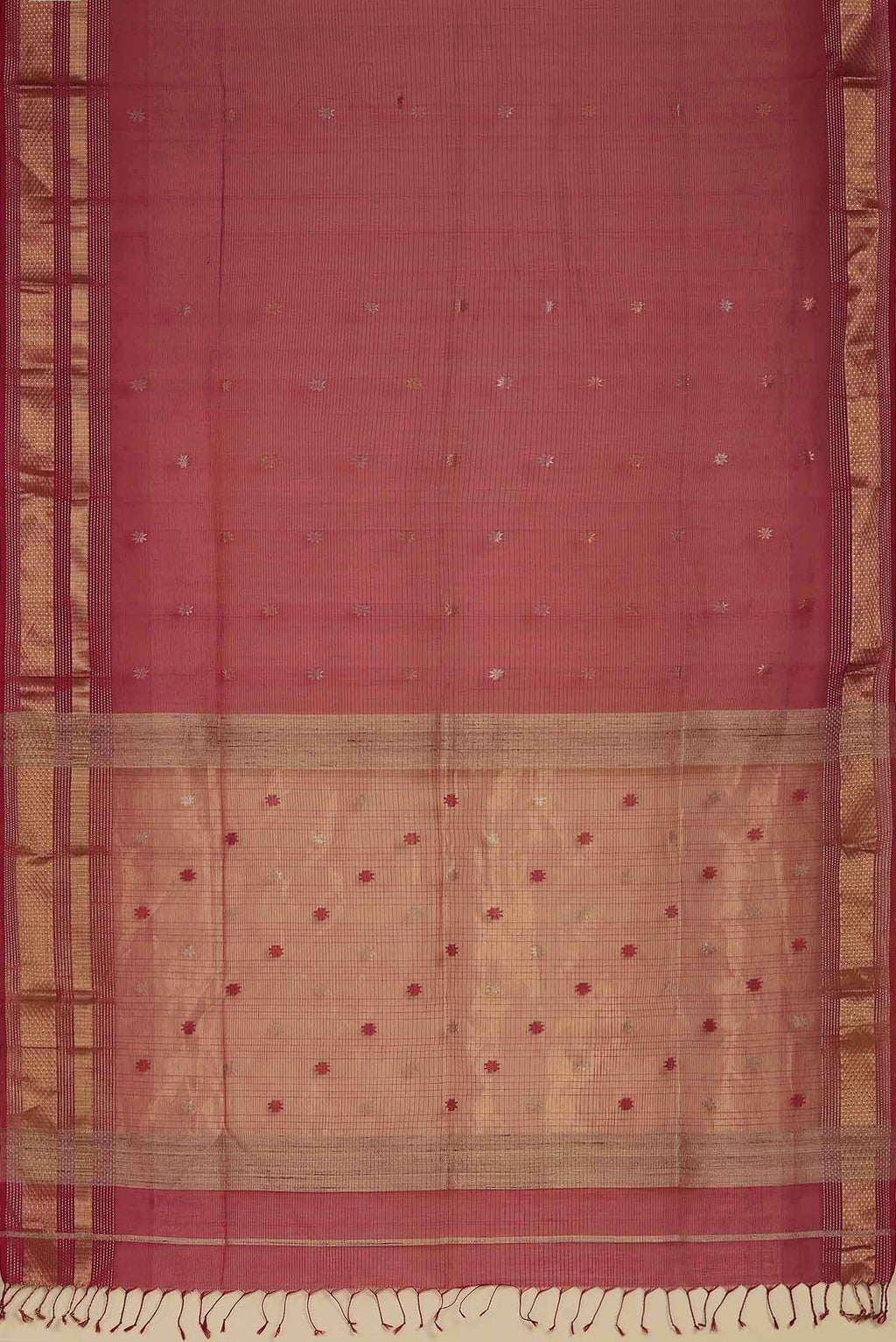 Red Maheshwari Silk Cotton Saree