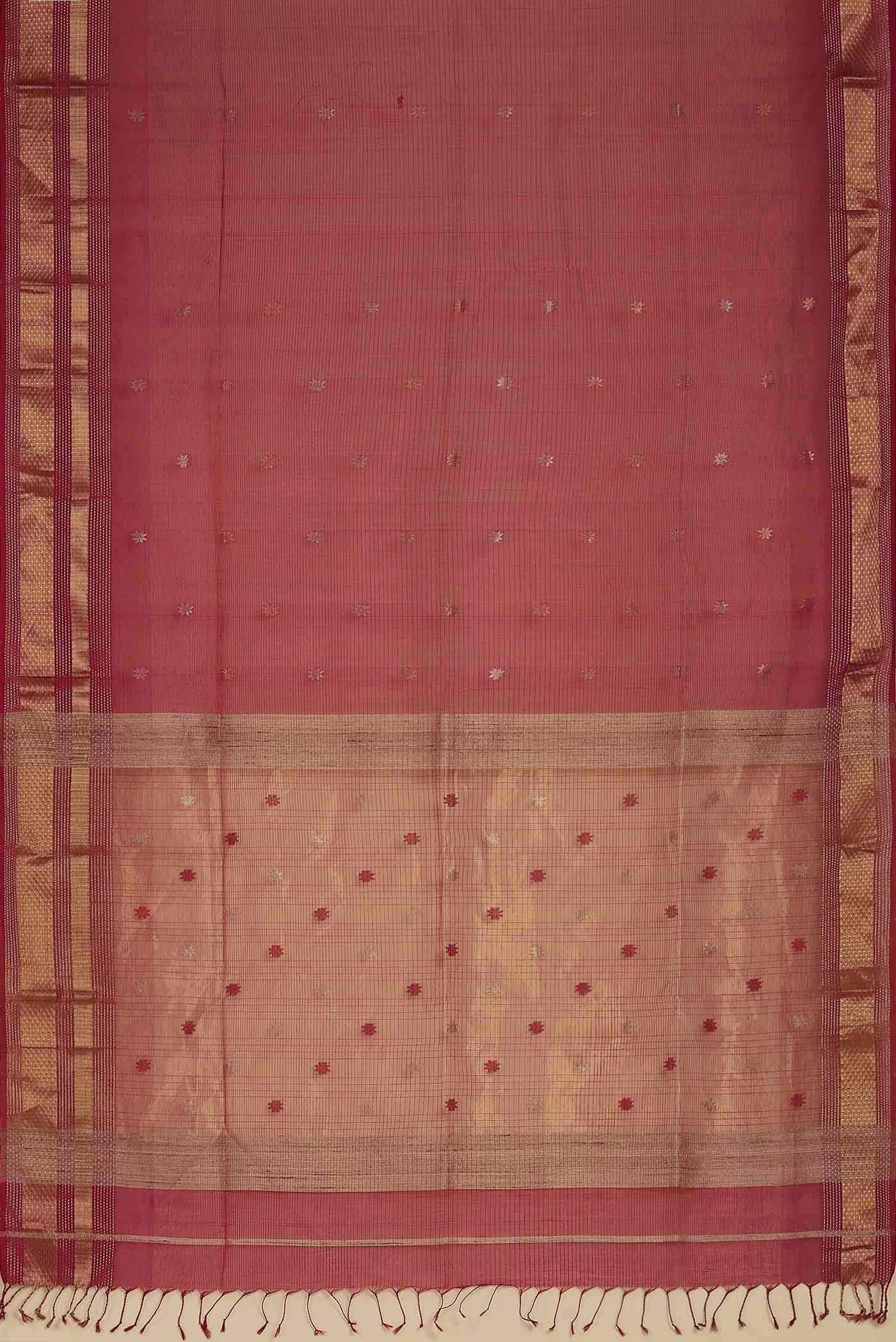 Red Maheshwari Silk Cotton Saree