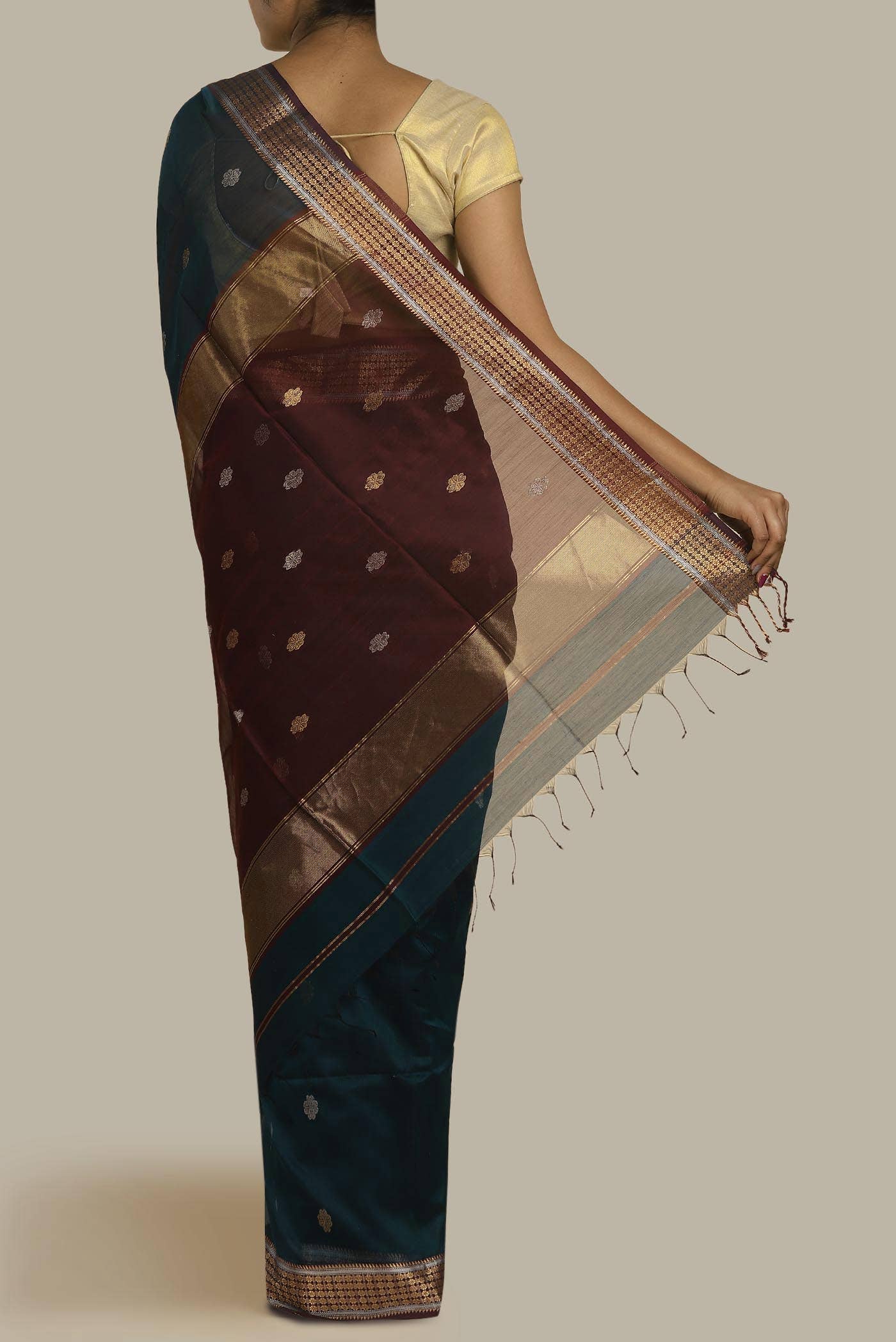 Blue Maheshwari Silk Cotton Saree
