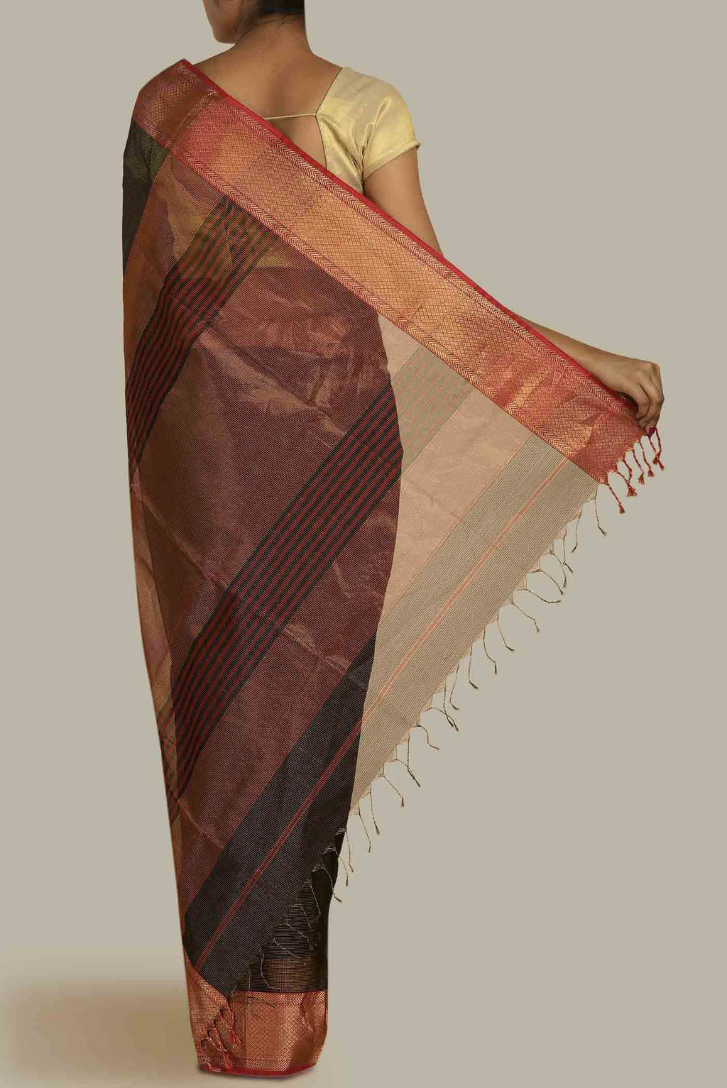Black Maheshwari Silk Cotton Saree