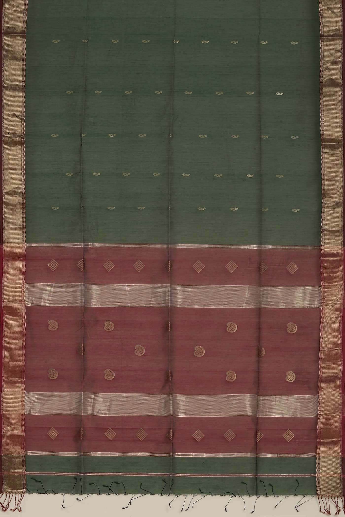 Green Maheshwari Silk Cotton Saree