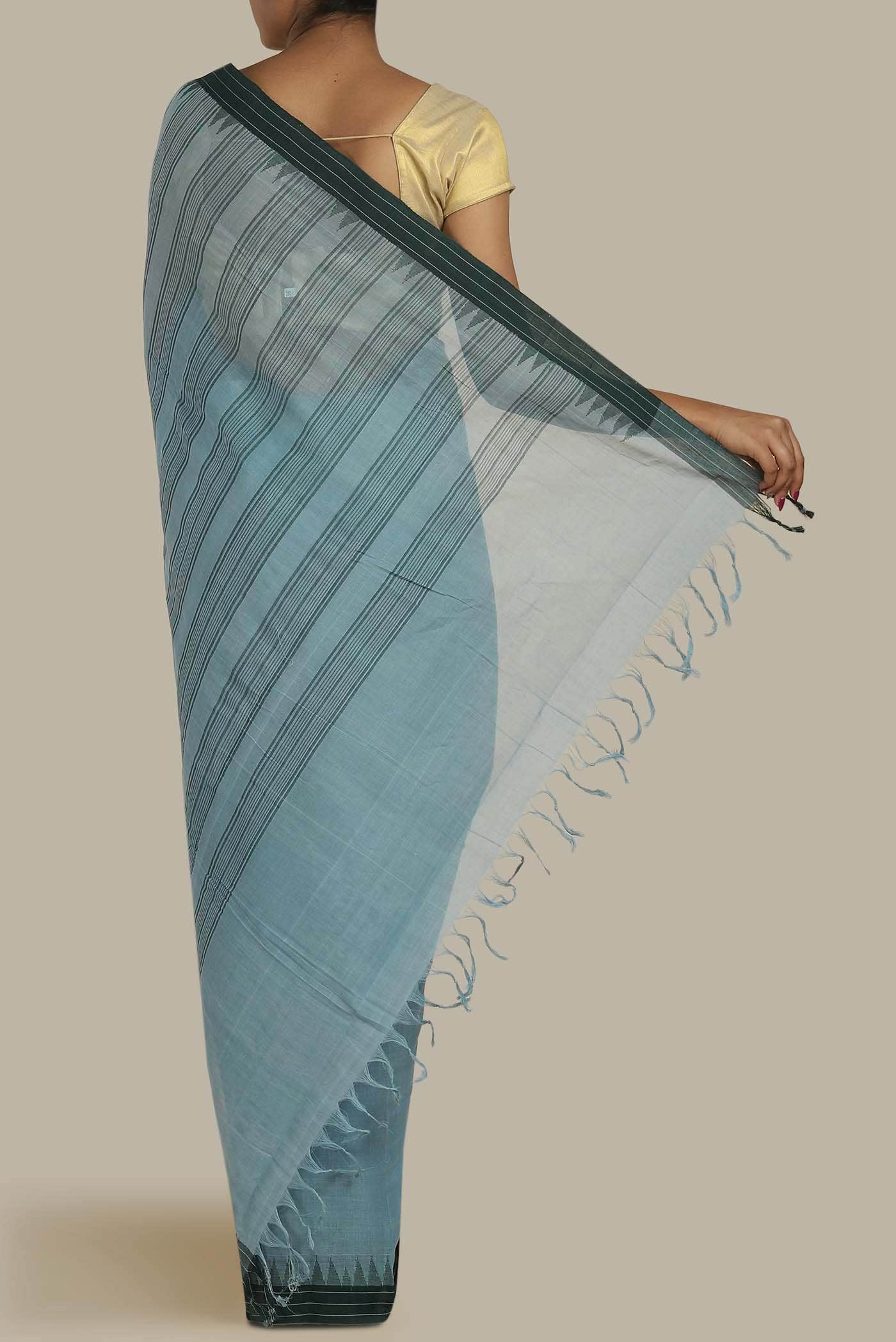 Light Blue Mangalagiri Cotton Saree