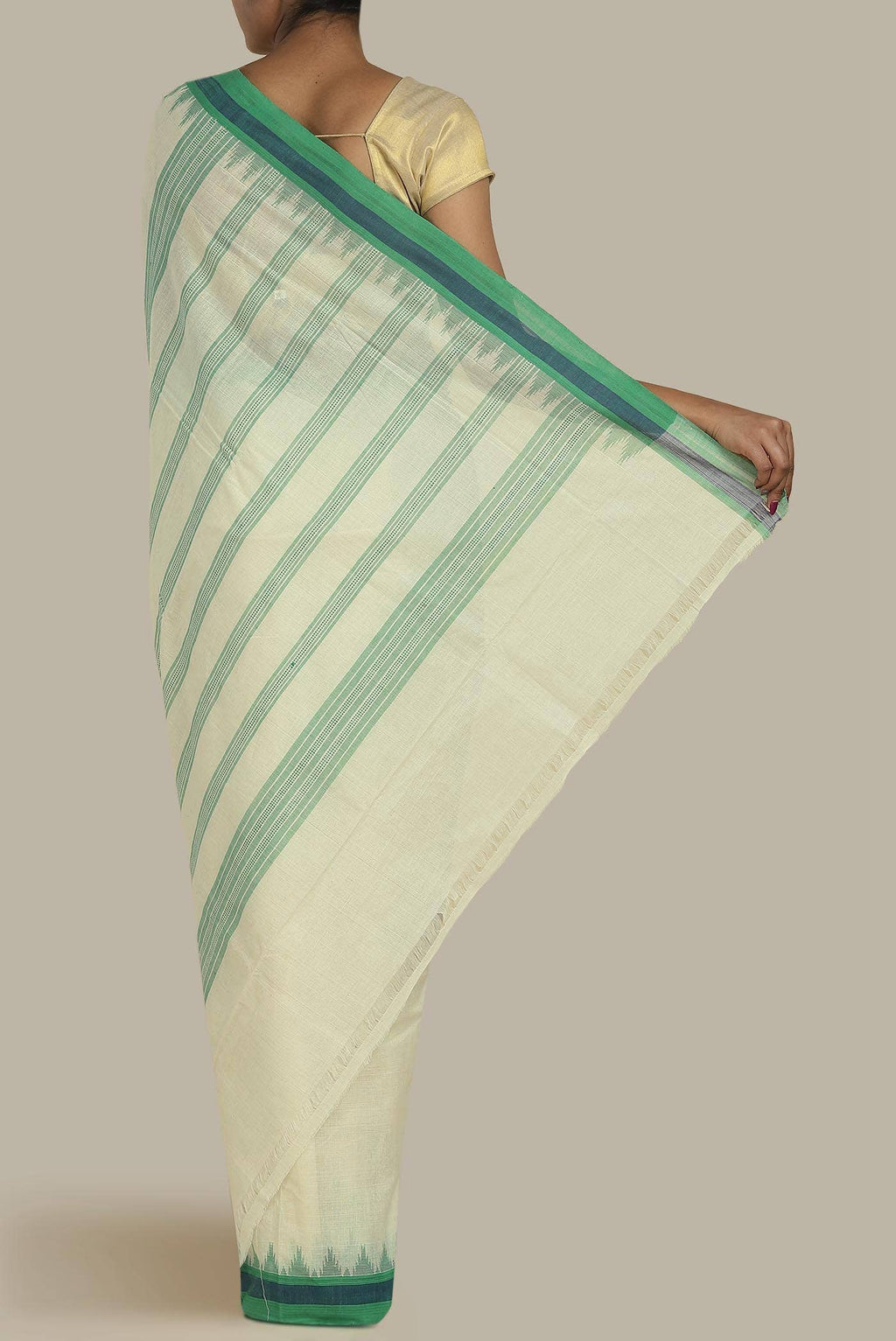 Cream Mangalagiri Cotton Saree