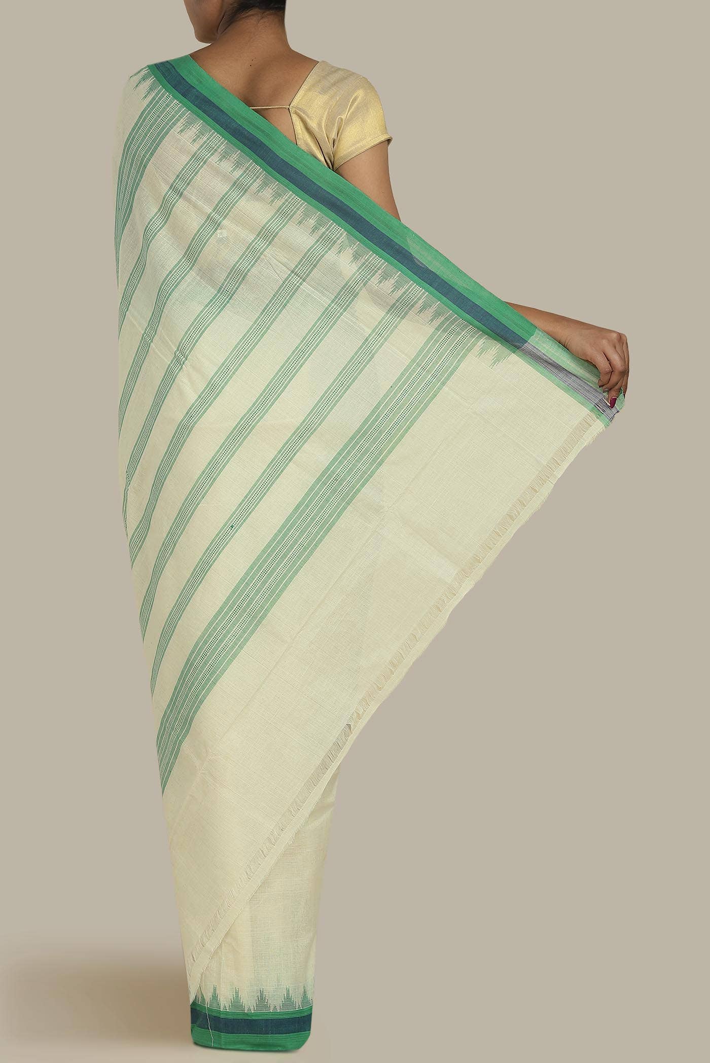 Cream Mangalagiri Cotton Saree