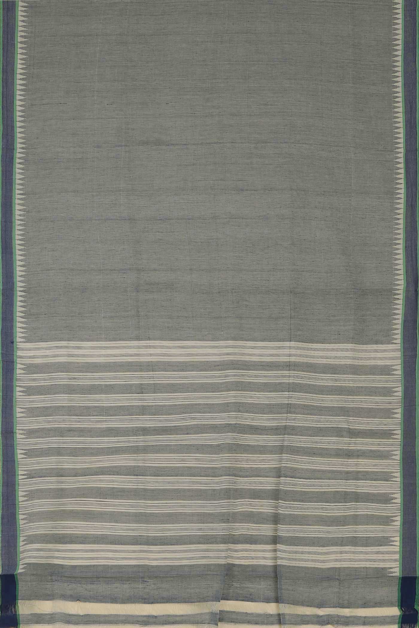 Blue Grey Mangalagiri Cotton Saree